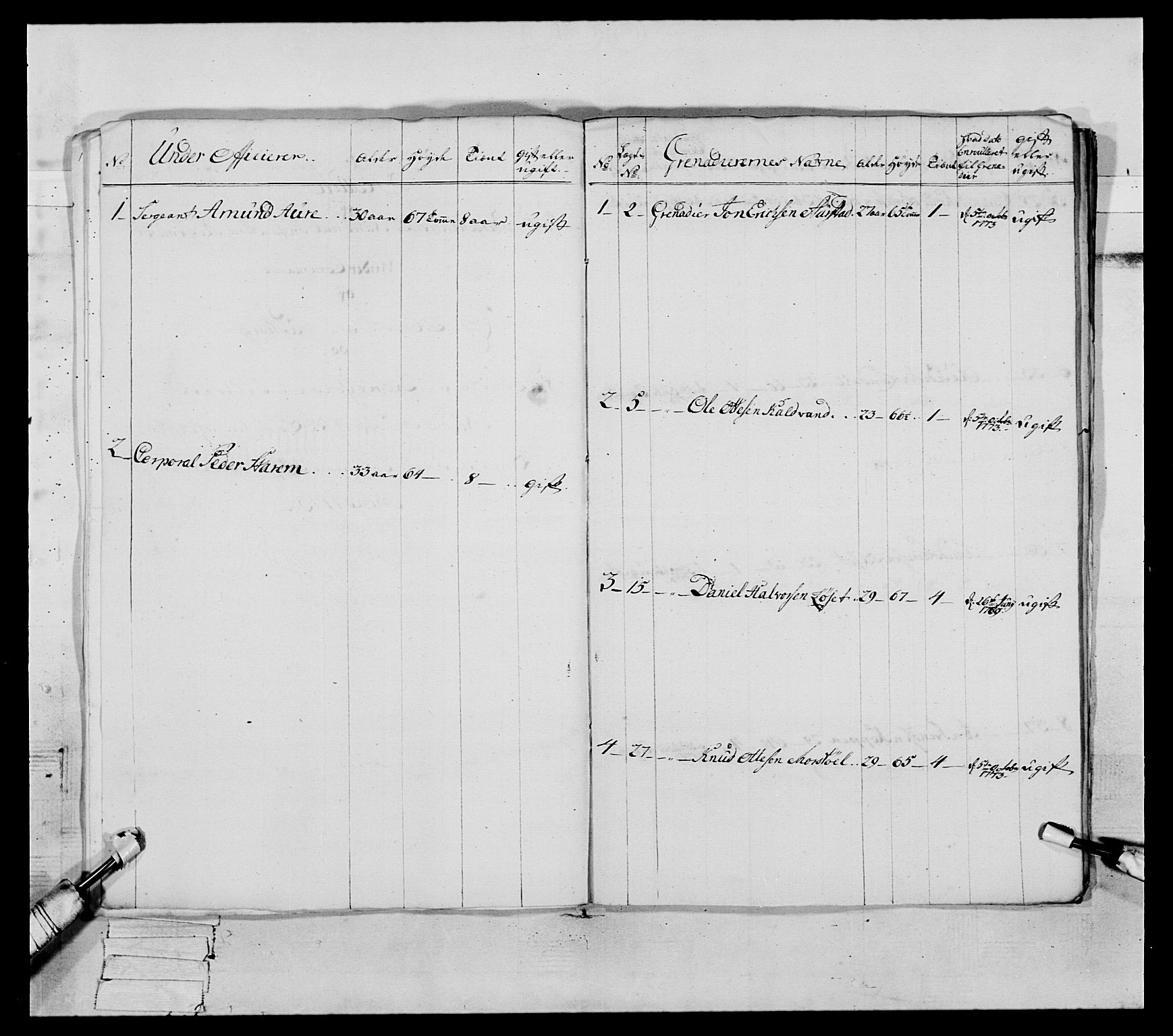 Generalitets- og kommissariatskollegiet, Det kongelige norske kommissariatskollegium, AV/RA-EA-5420/E/Eh/L0089: 1. Bergenhusiske nasjonale infanteriregiment, 1769-1773, p. 447