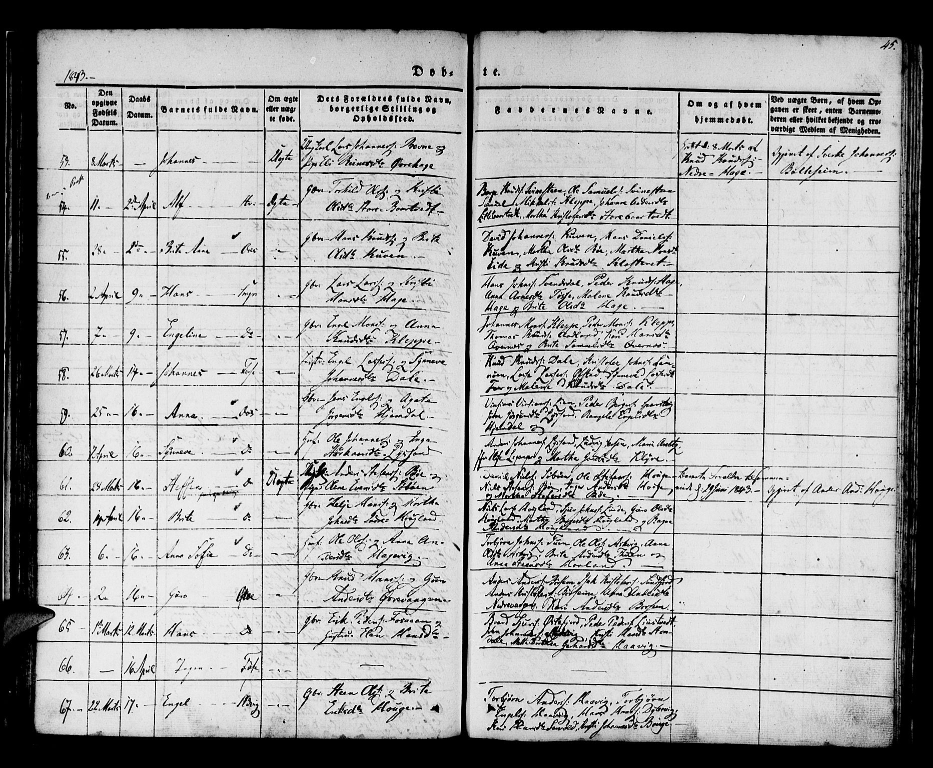 Os sokneprestembete, AV/SAB-A-99929: Parish register (official) no. A 15, 1839-1851, p. 45