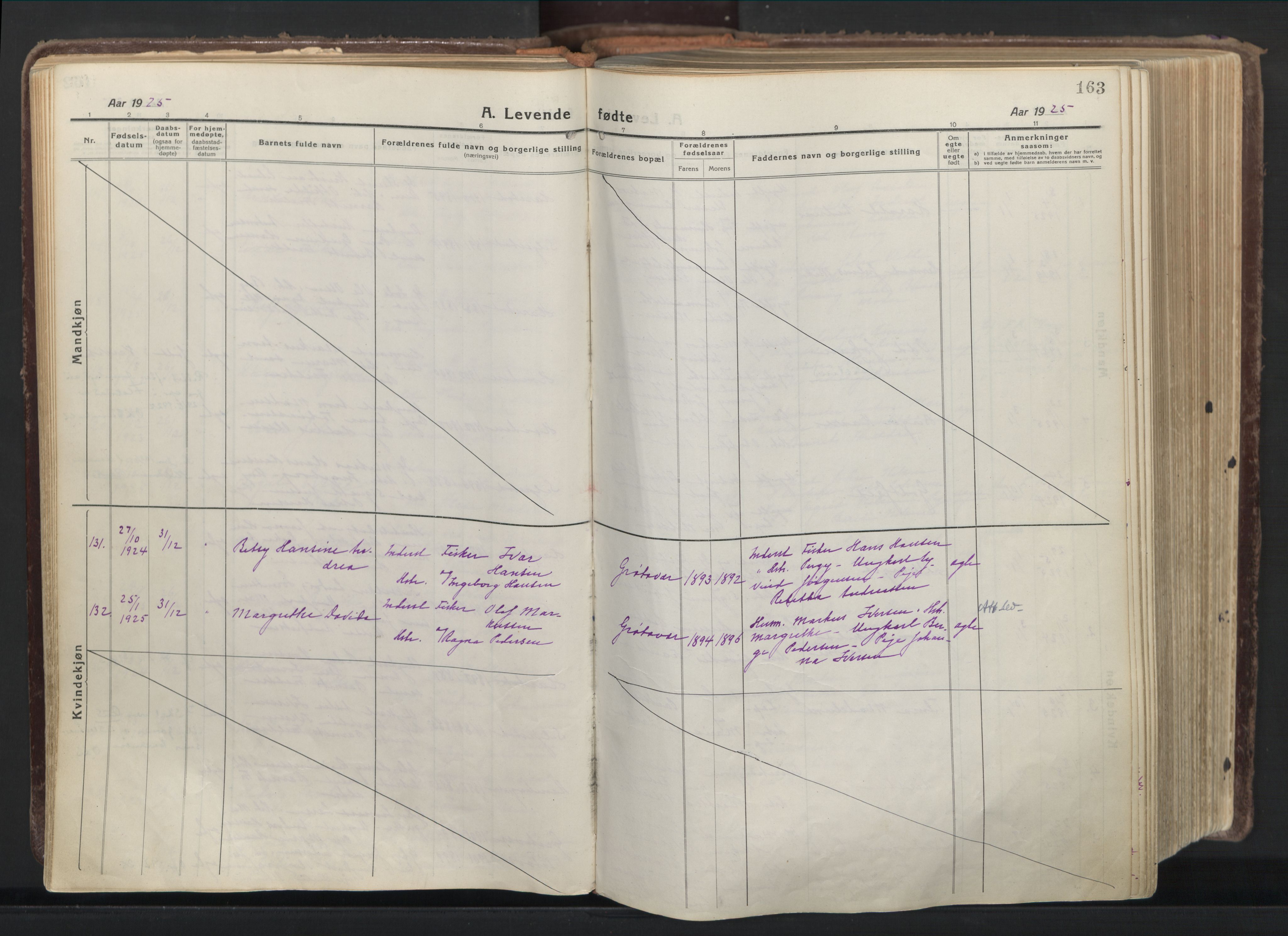 Trondenes sokneprestkontor, AV/SATØ-S-1319/H/Ha/L0019kirke: Parish register (official) no. 19, 1919-1928, p. 163