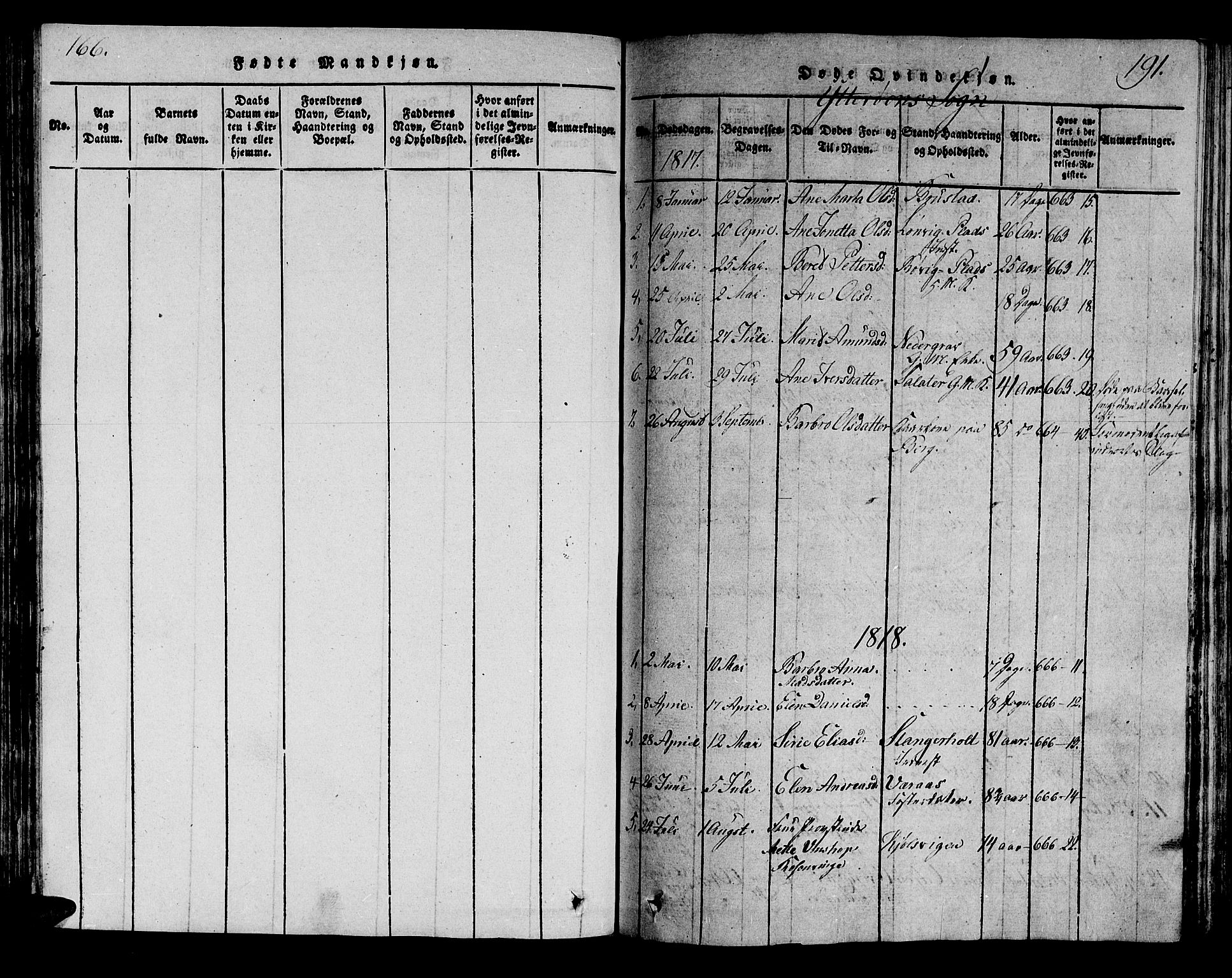 Ministerialprotokoller, klokkerbøker og fødselsregistre - Nord-Trøndelag, SAT/A-1458/722/L0217: Parish register (official) no. 722A04, 1817-1842, p. 166-191