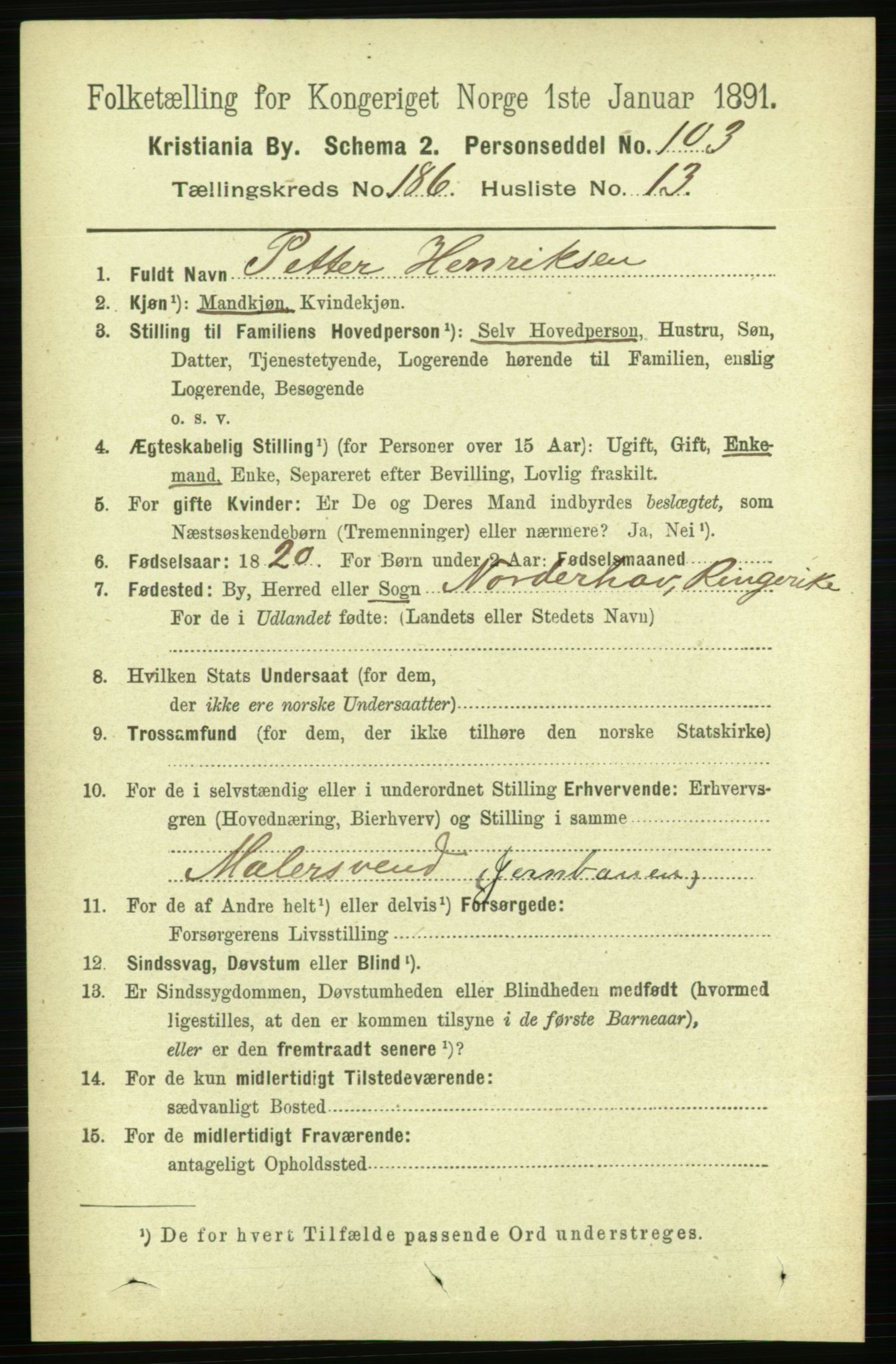 RA, 1891 census for 0301 Kristiania, 1891, p. 111884