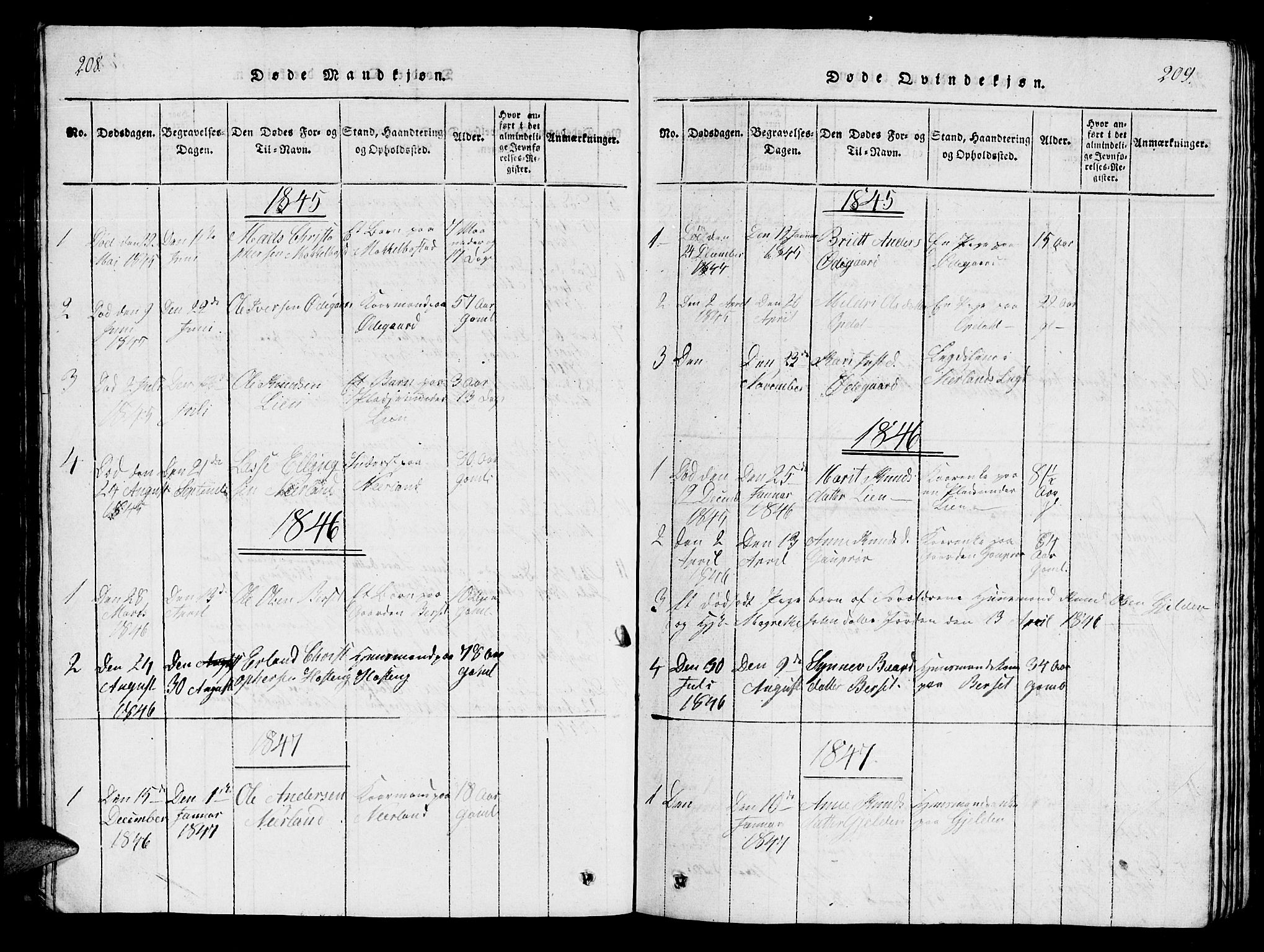 Ministerialprotokoller, klokkerbøker og fødselsregistre - Møre og Romsdal, SAT/A-1454/554/L0644: Parish register (copy) no. 554C01, 1818-1851, p. 208-209