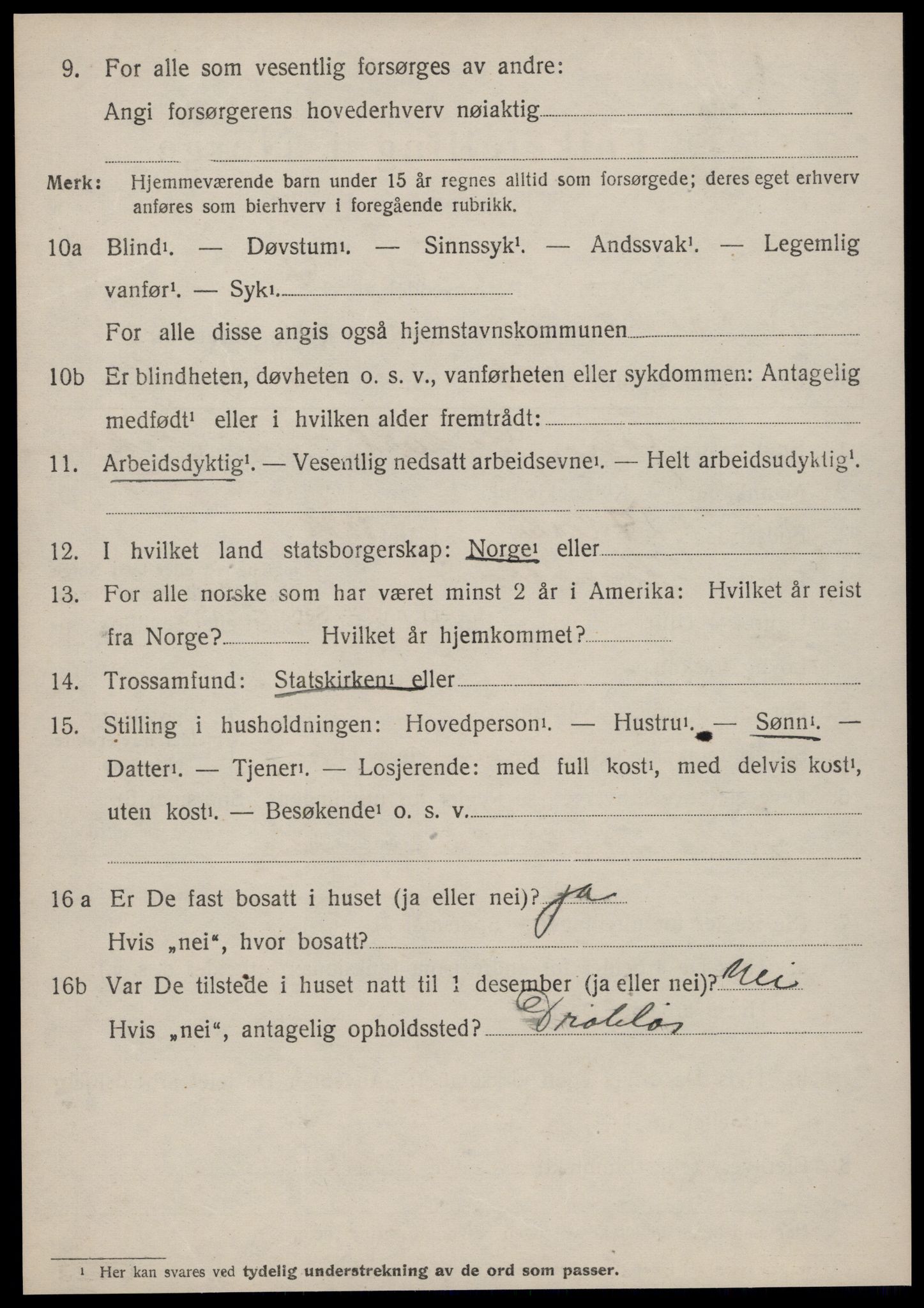 SAT, 1920 census for Volda, 1920, p. 13147