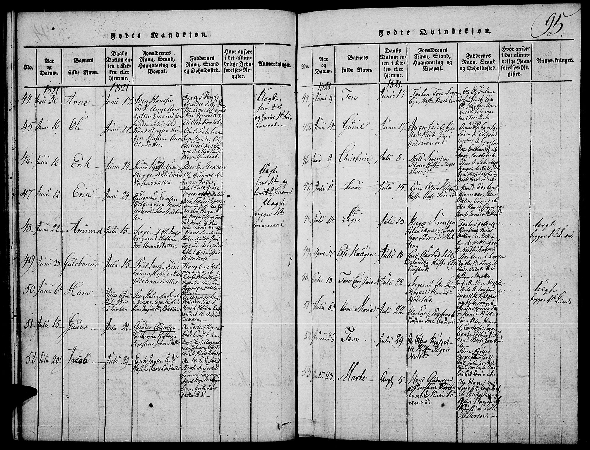 Strøm-Odalen prestekontor, AV/SAH-PREST-028/H/Ha/Hab/L0001: Parish register (copy) no. 1, 1813-1825, p. 95