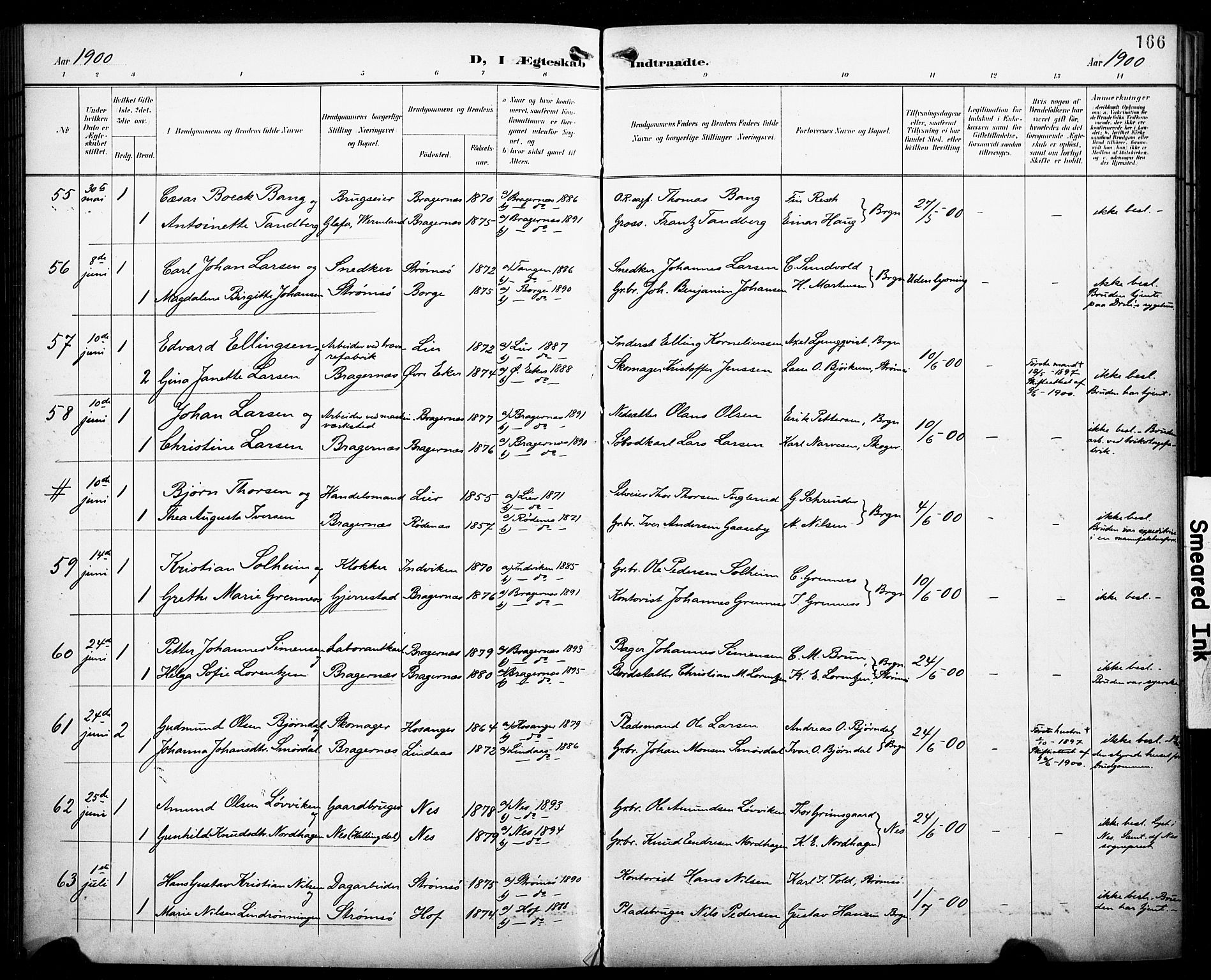 Bragernes kirkebøker, AV/SAKO-A-6/F/Fc/L0007: Parish register (official) no. III 7, 1898-1909, p. 166