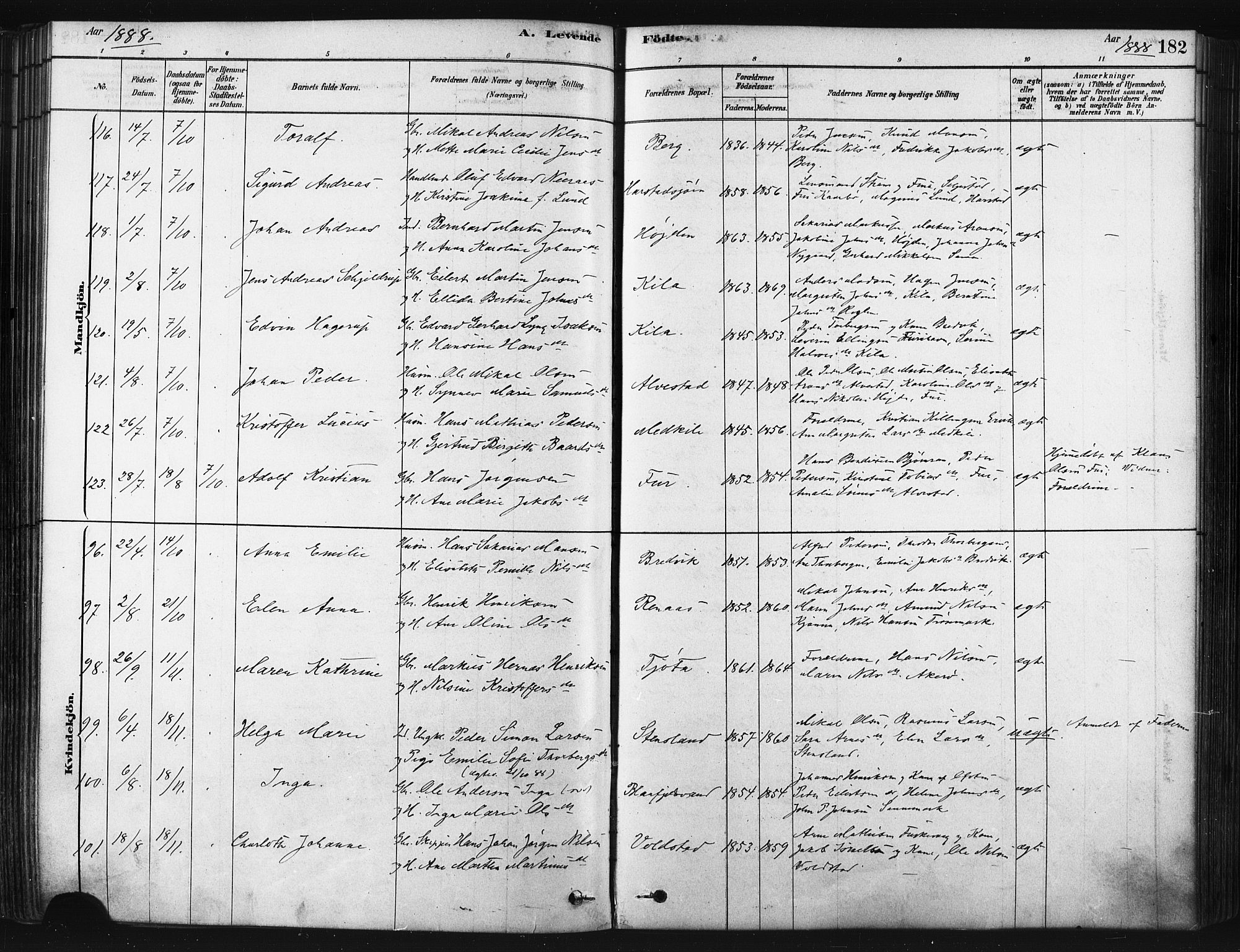 Trondenes sokneprestkontor, SATØ/S-1319/H/Ha/L0014kirke: Parish register (official) no. 14, 1878-1889, p. 182