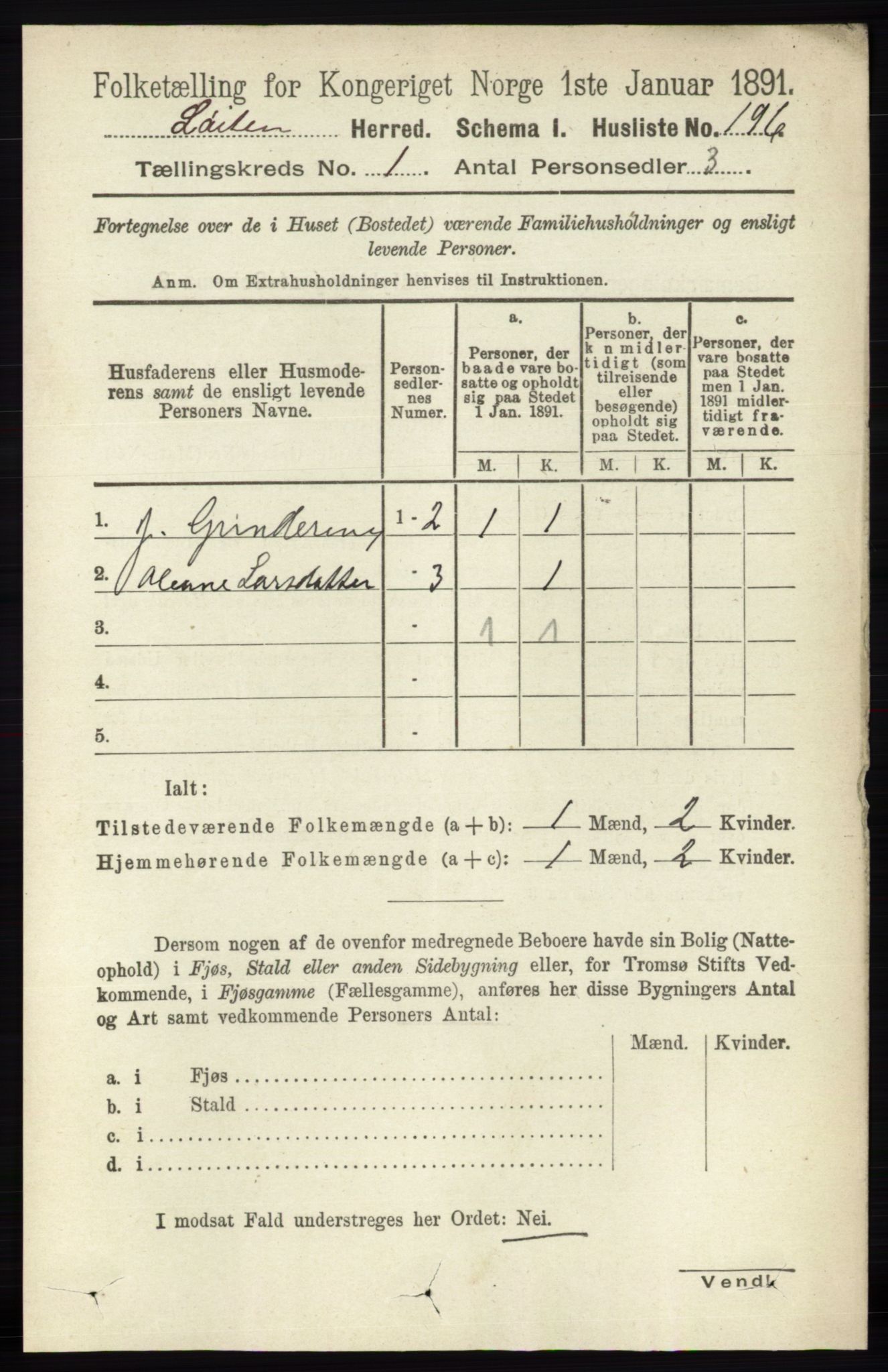 RA, 1891 census for 0415 Løten, 1891, p. 235