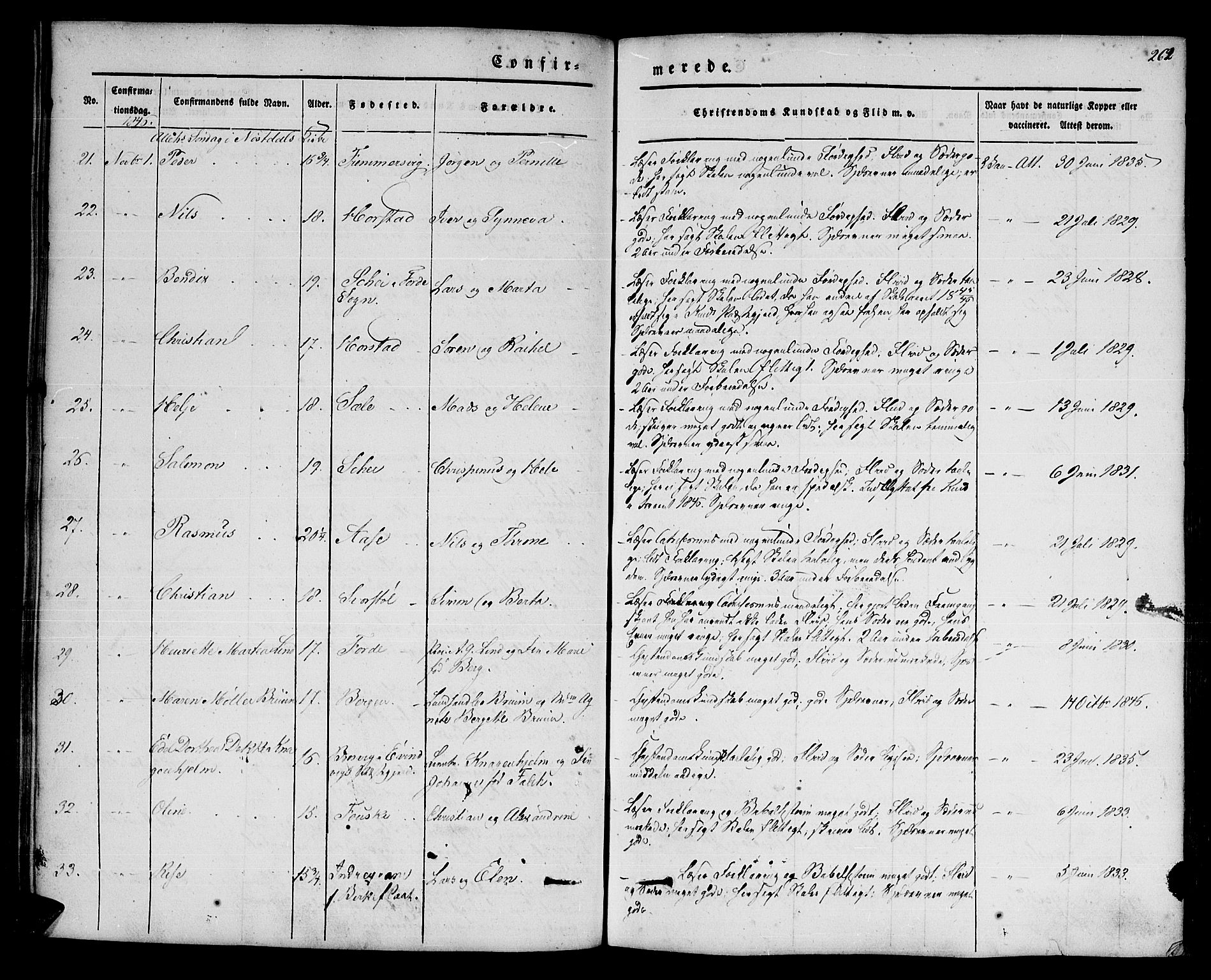 Førde sokneprestembete, AV/SAB-A-79901/H/Haa/Haaa/L0007: Parish register (official) no. A 7, 1843-1860, p. 262