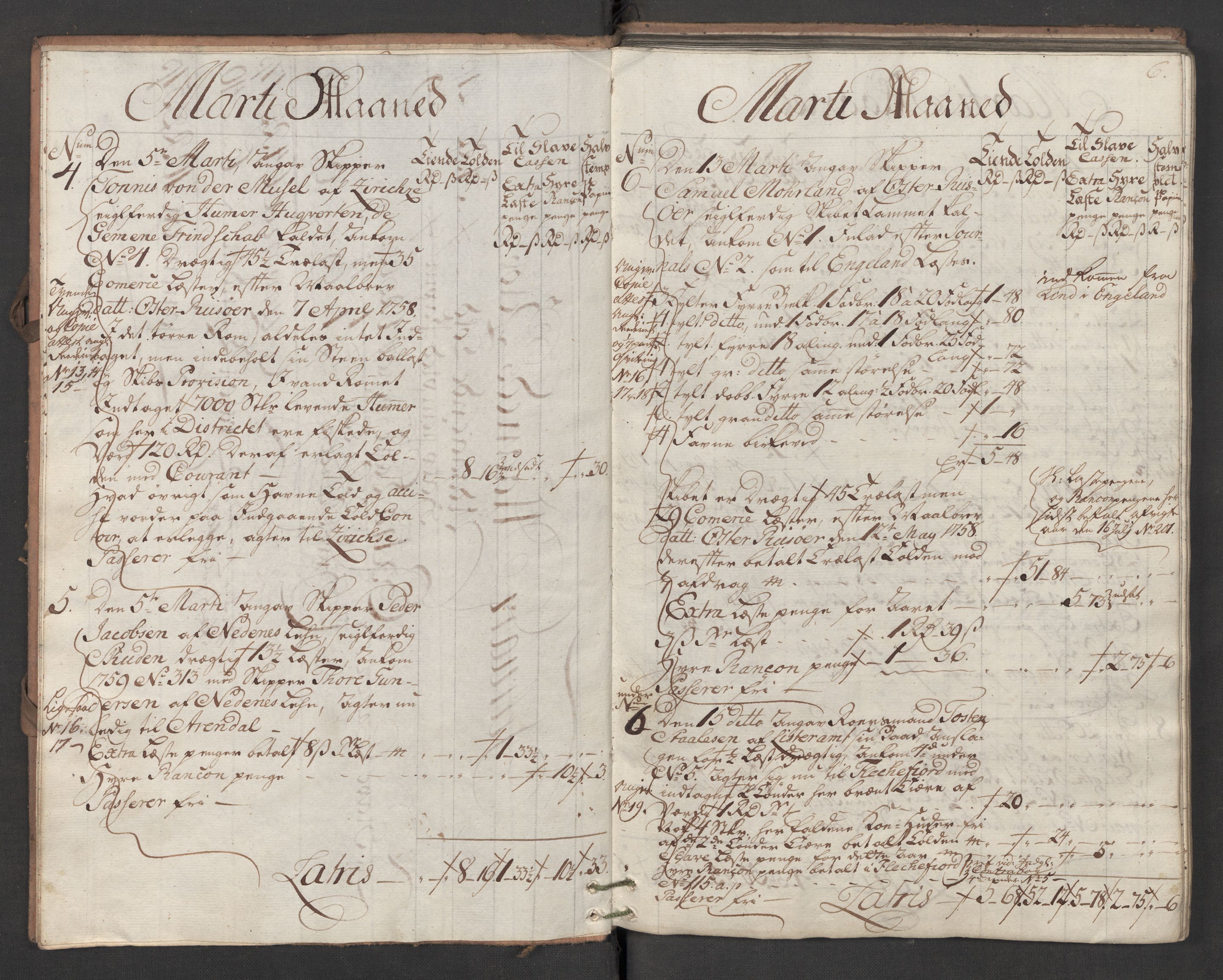 Generaltollkammeret, tollregnskaper, AV/RA-EA-5490/R14/L0033/0001: Tollregnskaper Øster-Risør / Utgående hovedtollbok, 1760