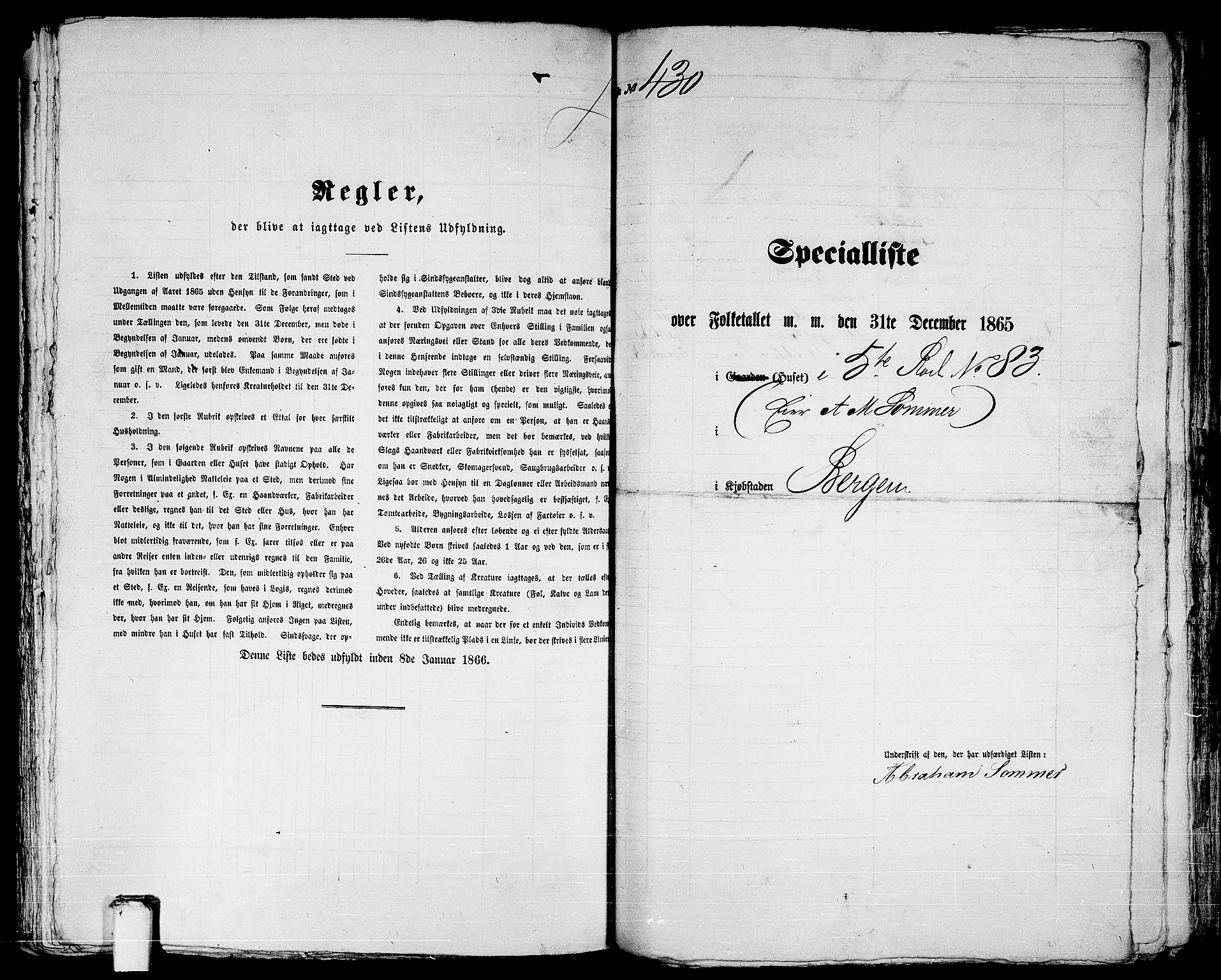 RA, 1865 census for Bergen, 1865, p. 916