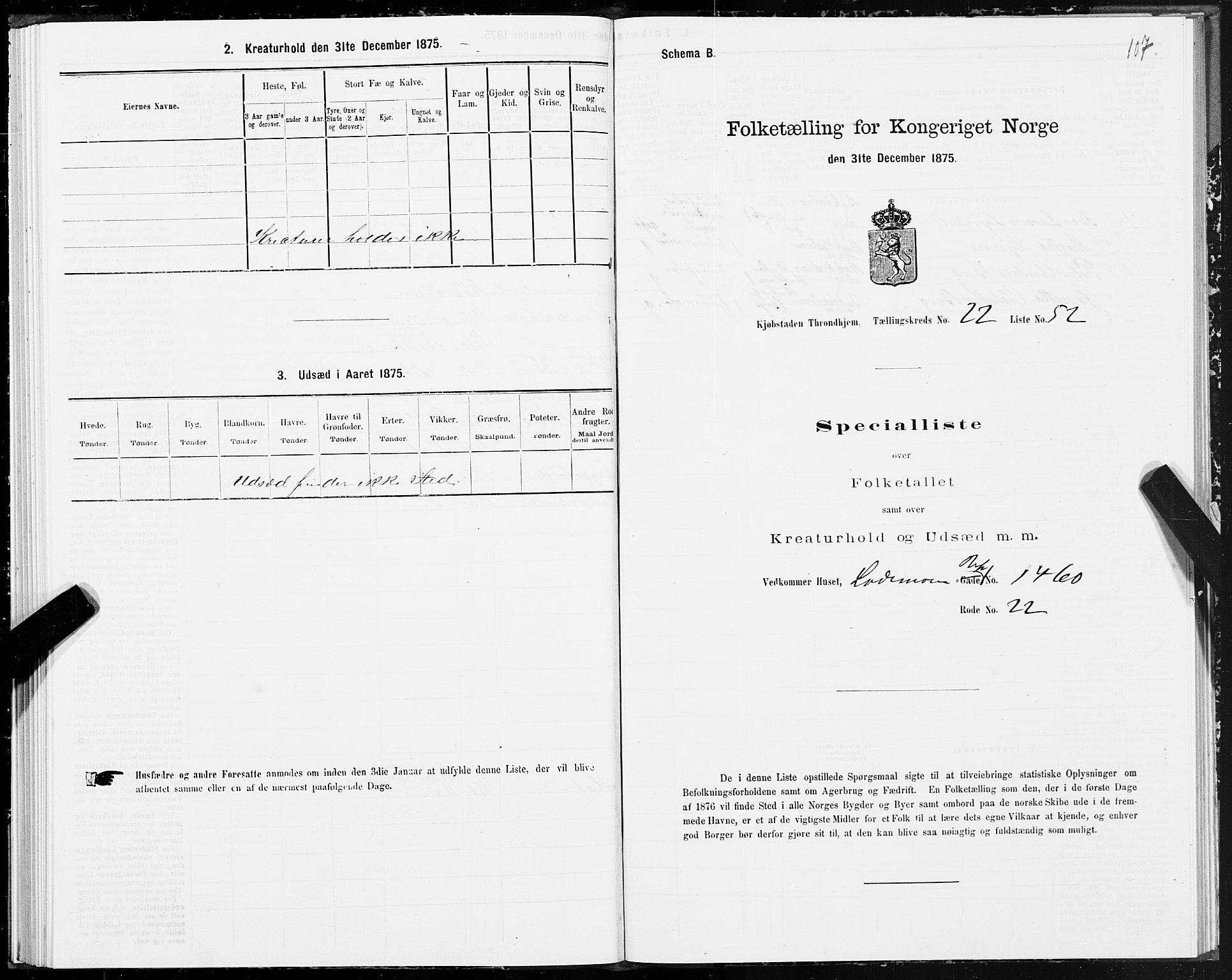 SAT, 1875 census for 1601 Trondheim, 1875, p. 12107