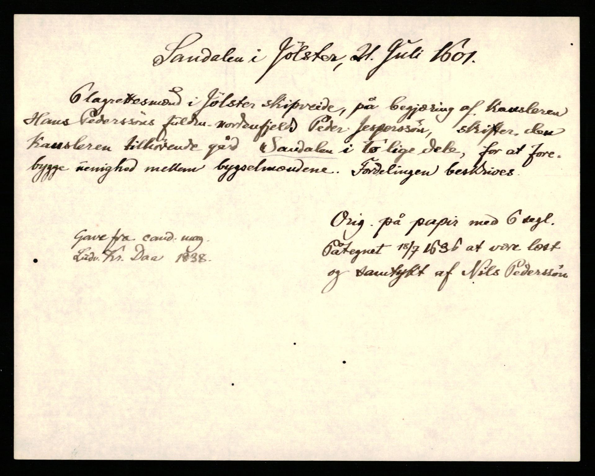 Riksarkivets diplomsamling, AV/RA-EA-5965/F35/F35b/L0005: Riksarkivets diplomer, seddelregister, 1601-1612, p. 49