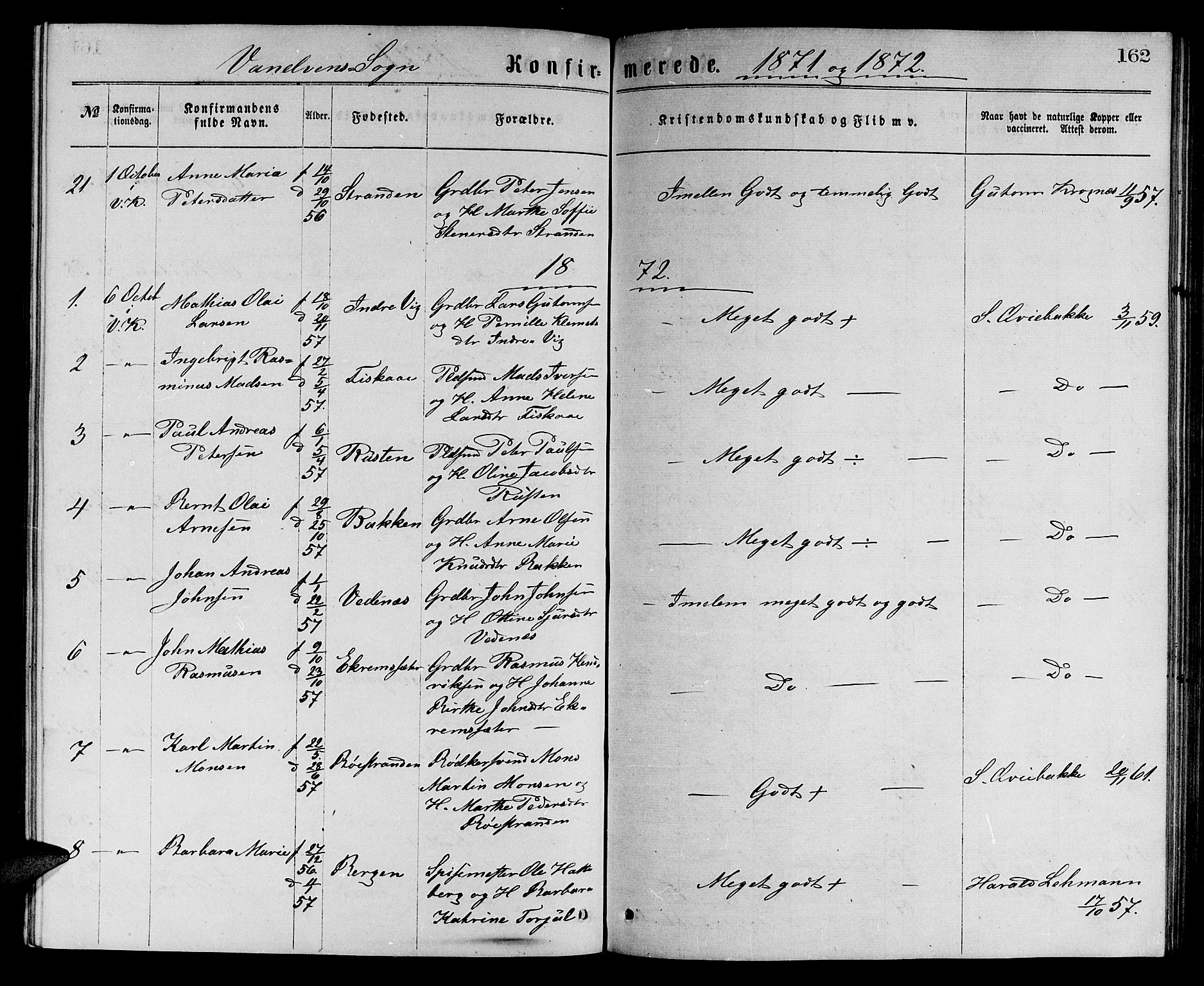 Ministerialprotokoller, klokkerbøker og fødselsregistre - Møre og Romsdal, SAT/A-1454/501/L0016: Parish register (copy) no. 501C02, 1868-1884, p. 162