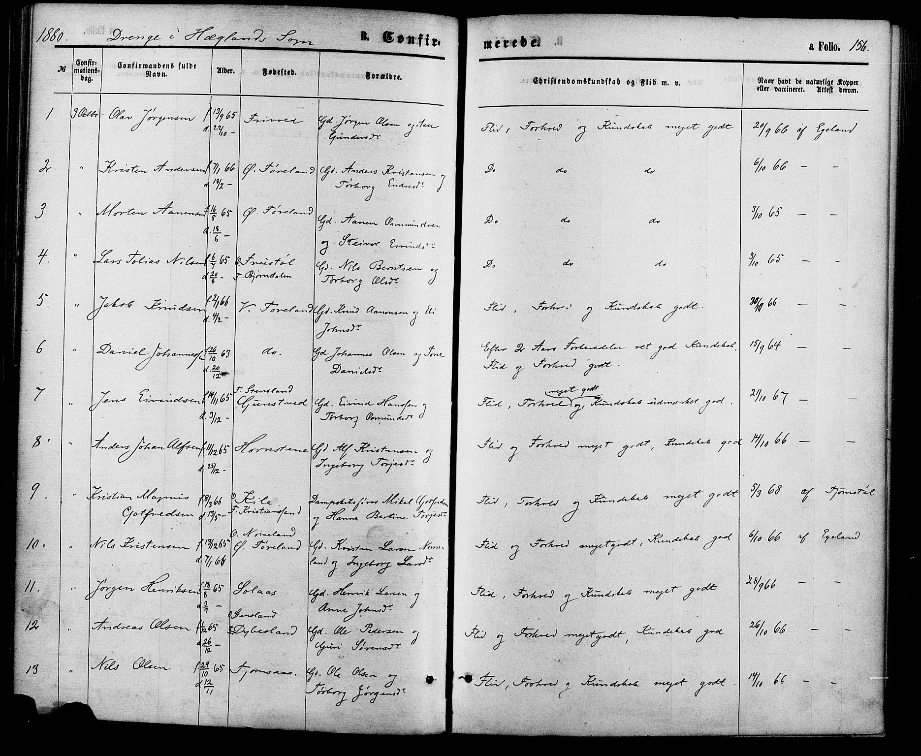 Vennesla sokneprestkontor, AV/SAK-1111-0045/Fa/Fac/L0008: Parish register (official) no. A 8, 1874-1883, p. 156