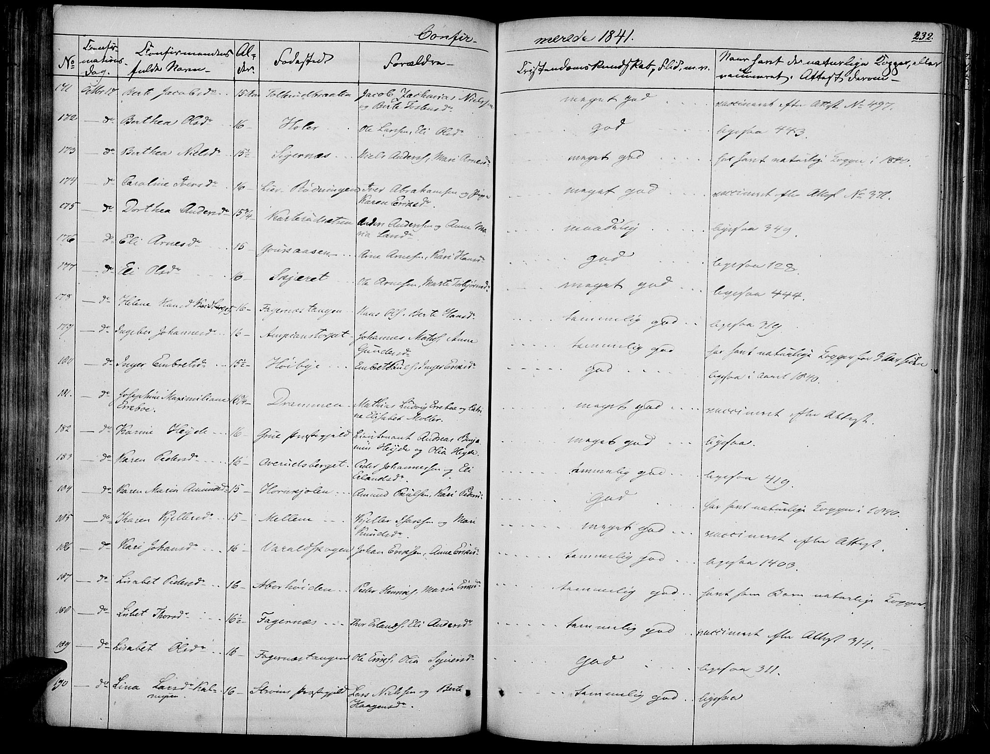 Vinger prestekontor, AV/SAH-PREST-024/H/Ha/Haa/L0008: Parish register (official) no. 8, 1839-1847, p. 232