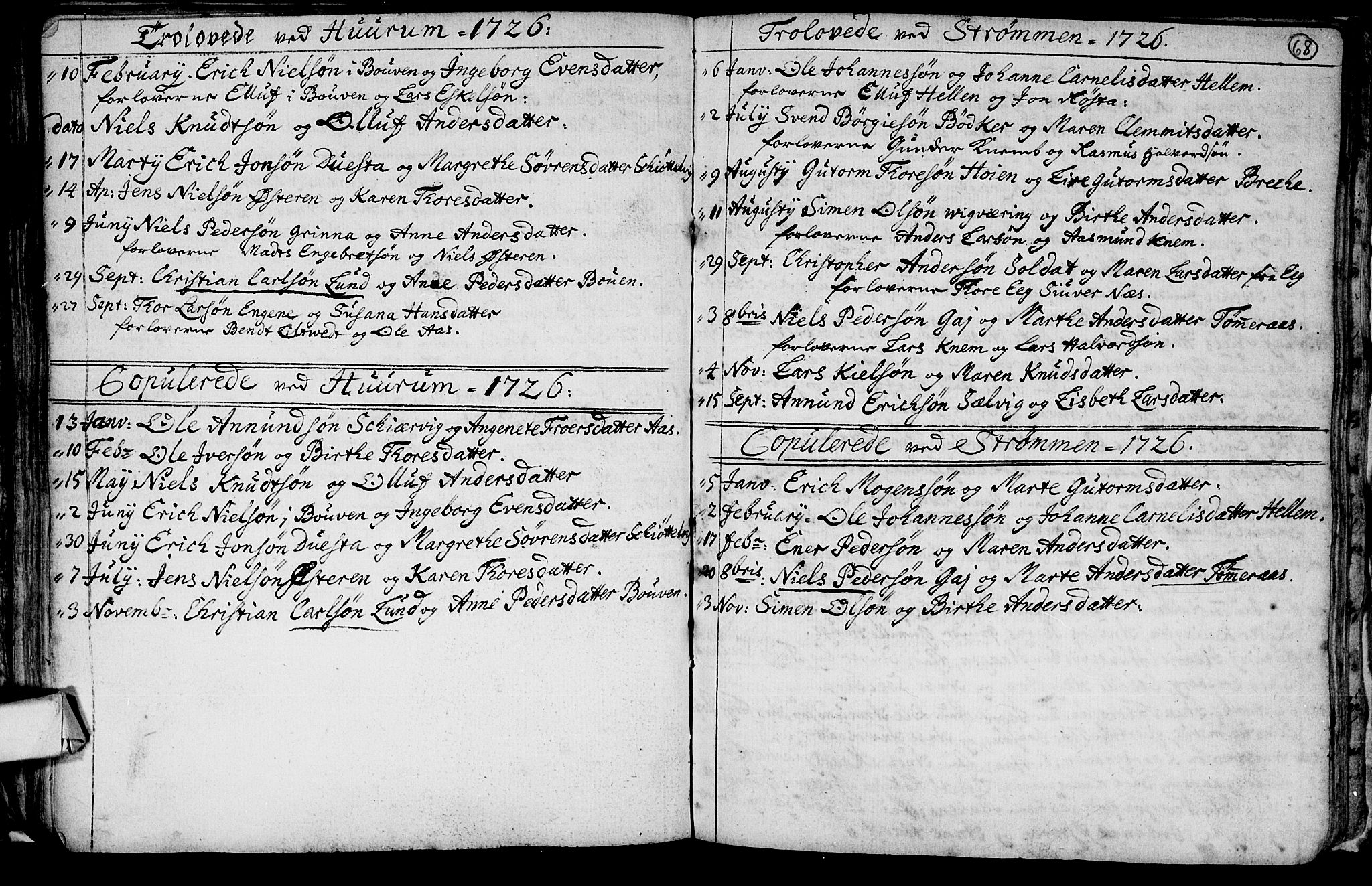 Hurum kirkebøker, AV/SAKO-A-229/F/Fa/L0001: Parish register (official) no. 1, 1715-1732, p. 68