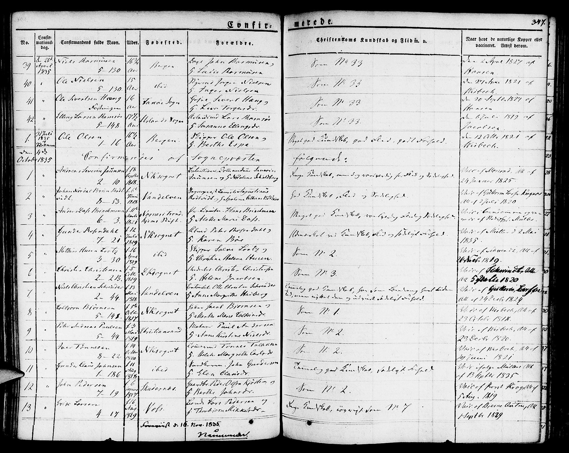 Nykirken Sokneprestembete, AV/SAB-A-77101/H/Haa/L0012: Parish register (official) no. A 12, 1821-1844, p. 347