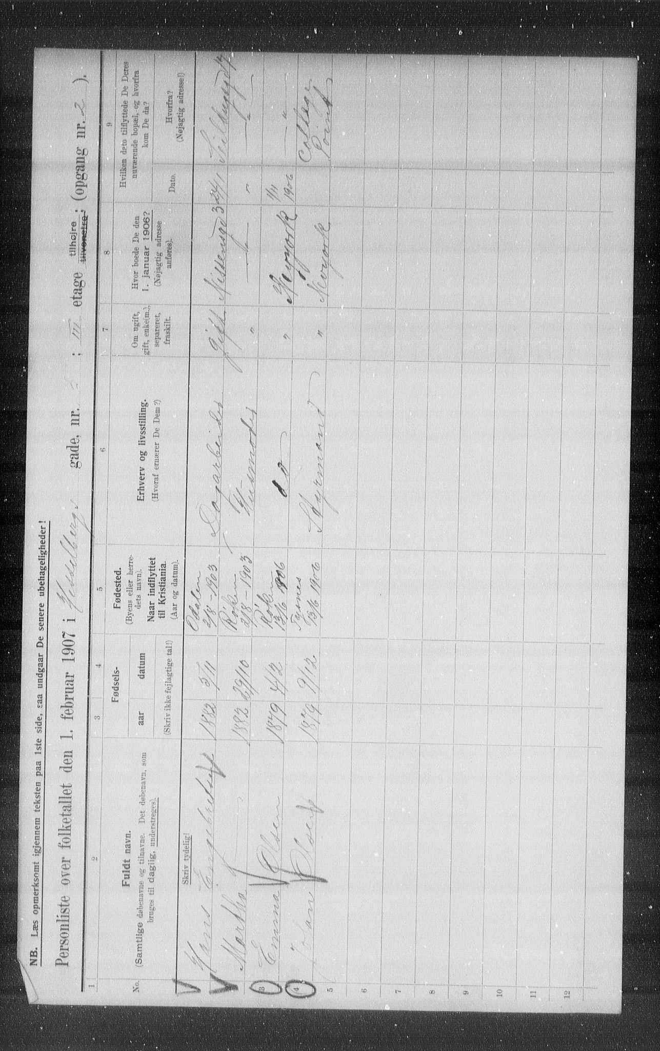 OBA, Municipal Census 1907 for Kristiania, 1907, p. 20624