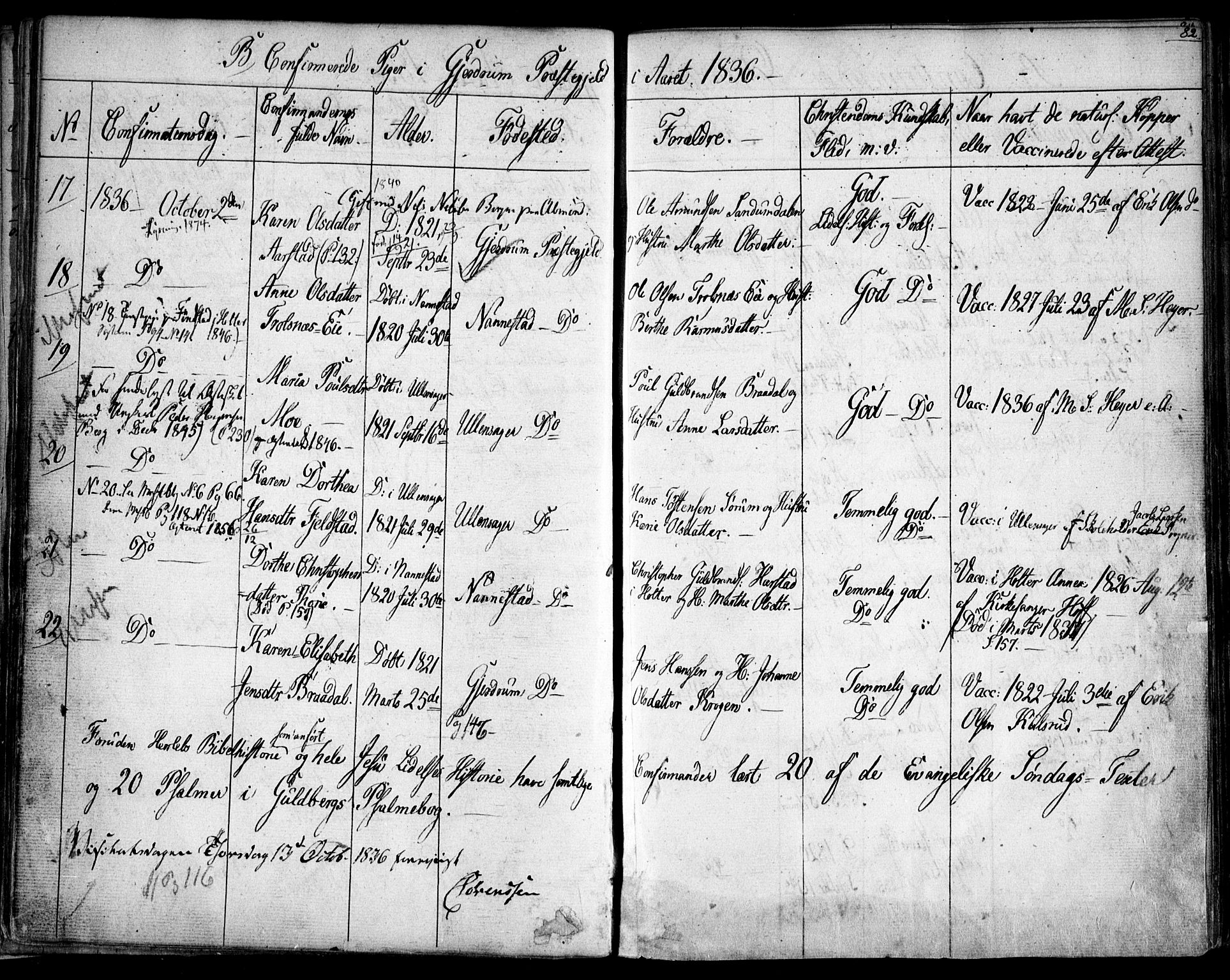 Gjerdrum prestekontor Kirkebøker, AV/SAO-A-10412b/F/Fa/L0005: Parish register (official) no. I 5, 1835-1845, p. 82