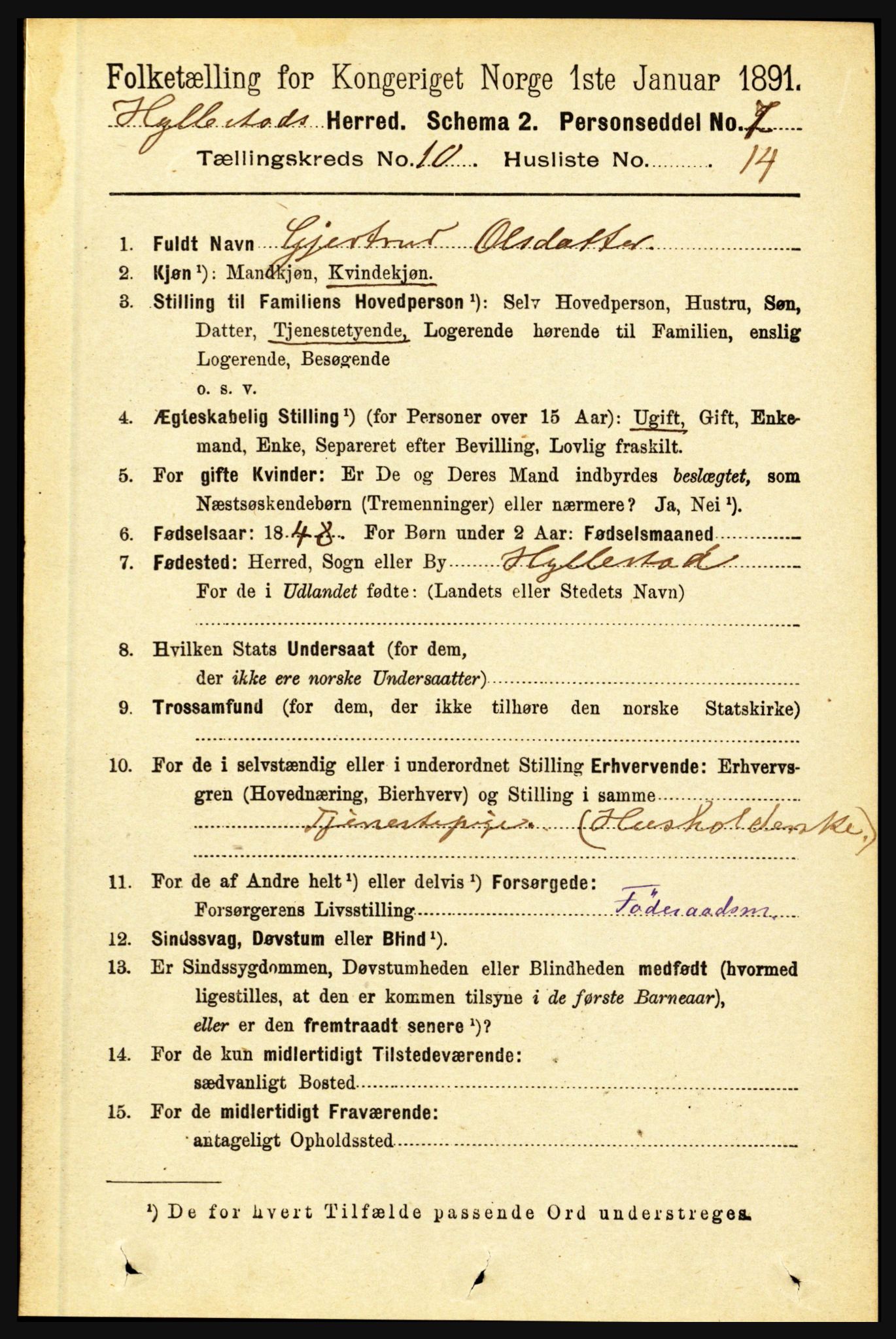 RA, 1891 census for 1413 Hyllestad, 1891, p. 1775