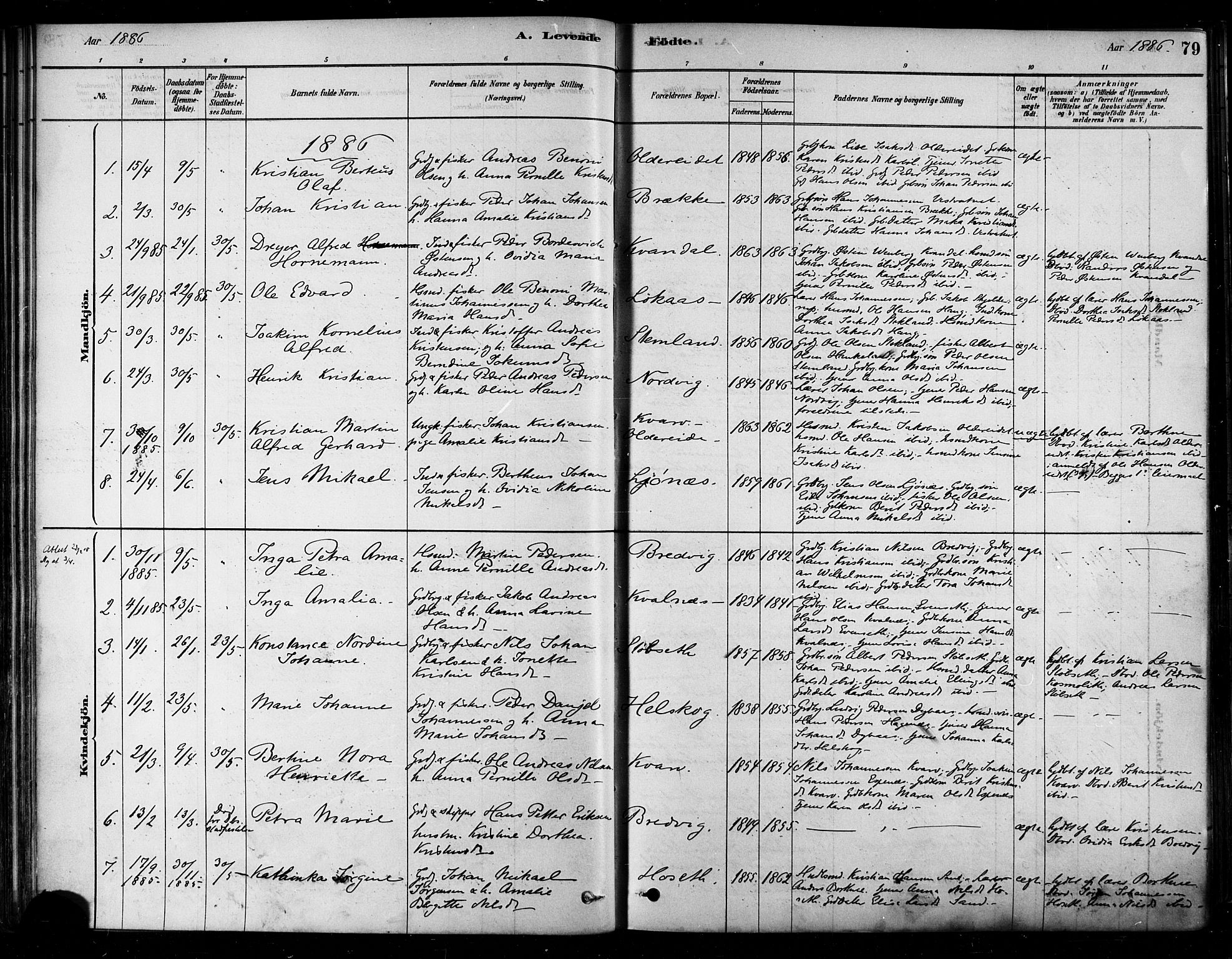 Ministerialprotokoller, klokkerbøker og fødselsregistre - Nordland, SAT/A-1459/852/L0740: Parish register (official) no. 852A10, 1878-1894, p. 79
