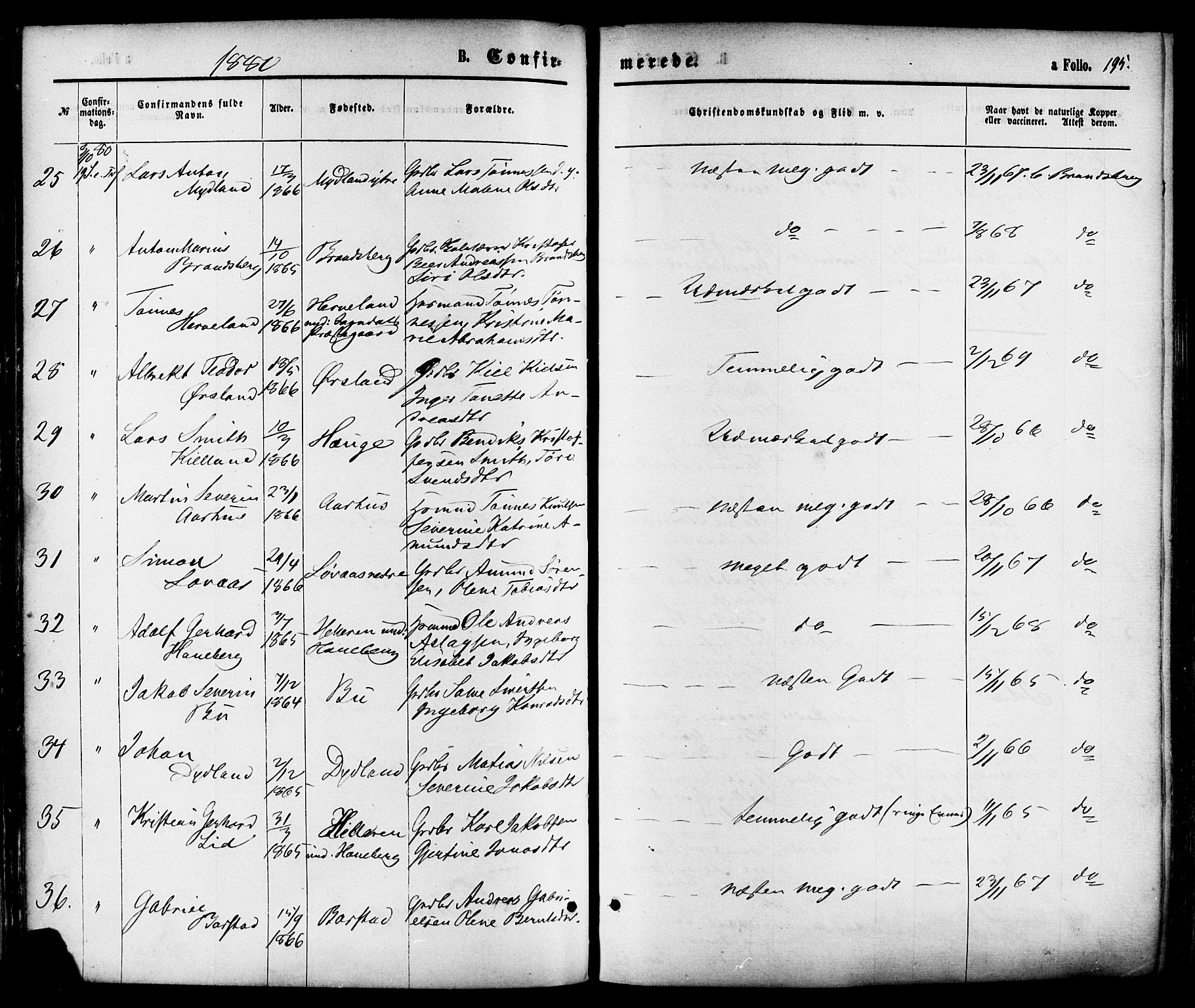 Sokndal sokneprestkontor, AV/SAST-A-101808: Parish register (official) no. A 10, 1874-1886, p. 195