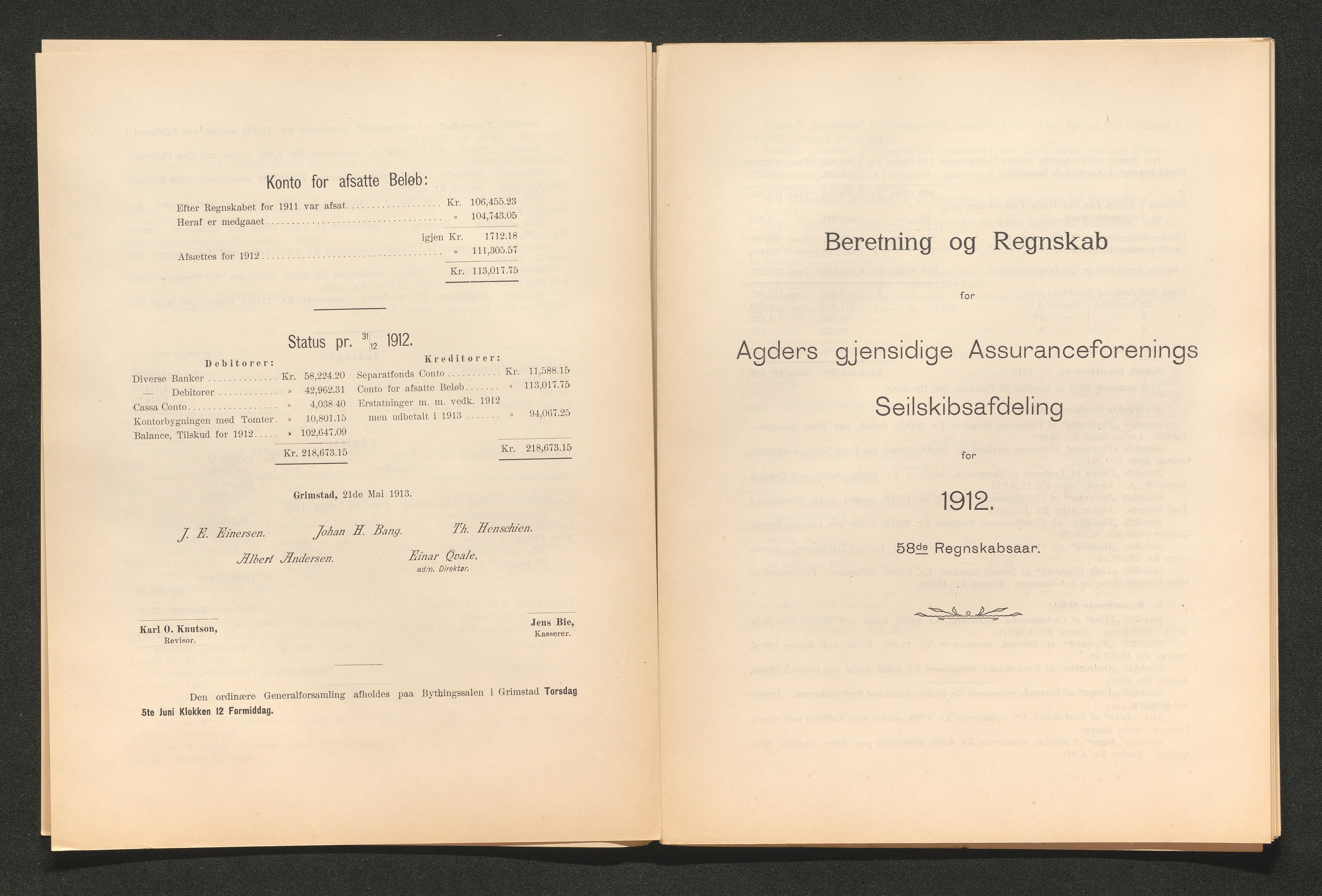 Agders Gjensidige Assuranceforening, AAKS/PA-1718/05/L0003: Regnskap, seilavdeling, pakkesak, 1890-1912