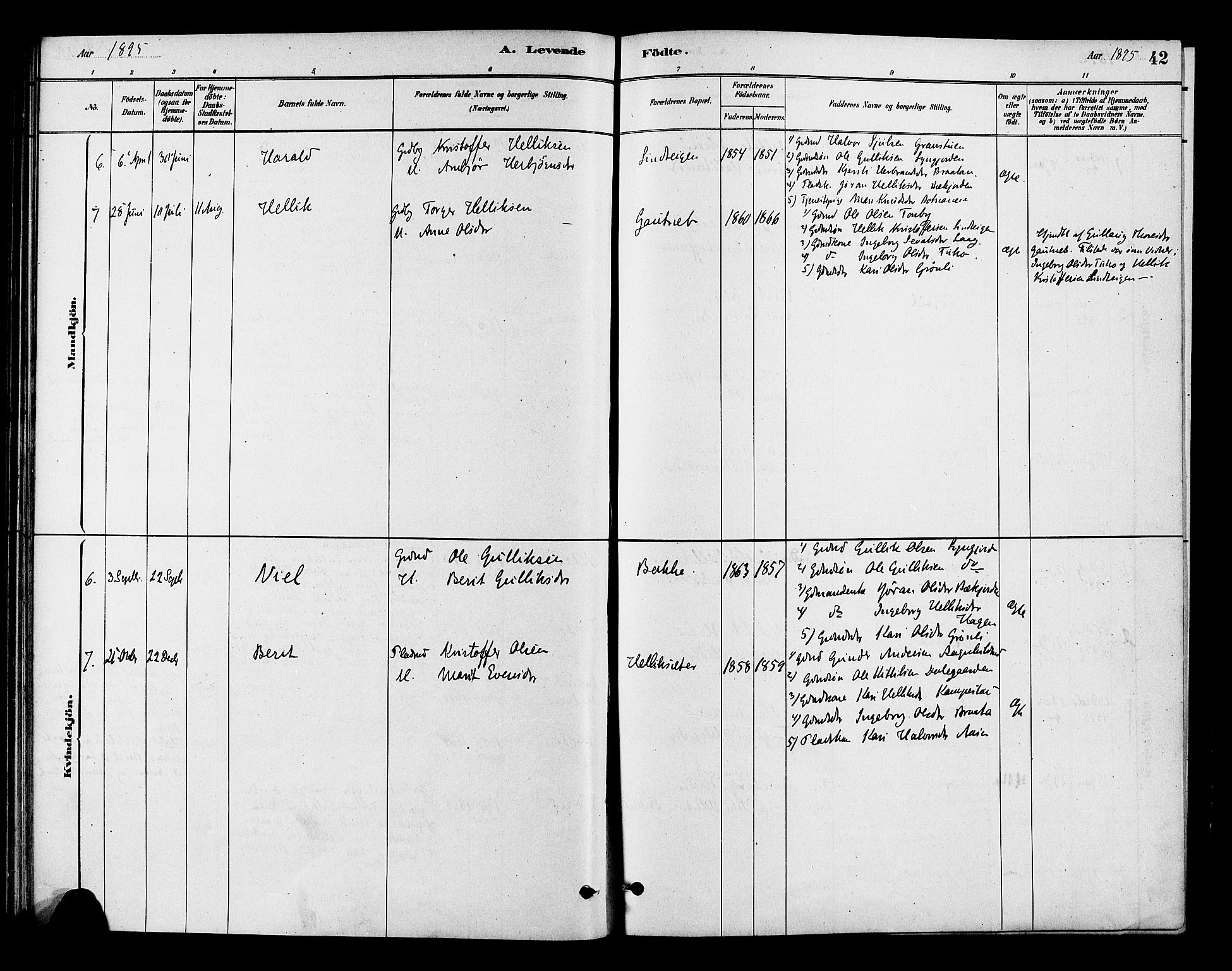 Flesberg kirkebøker, SAKO/A-18/F/Fc/L0001: Parish register (official) no. III 1, 1879-1905, p. 42