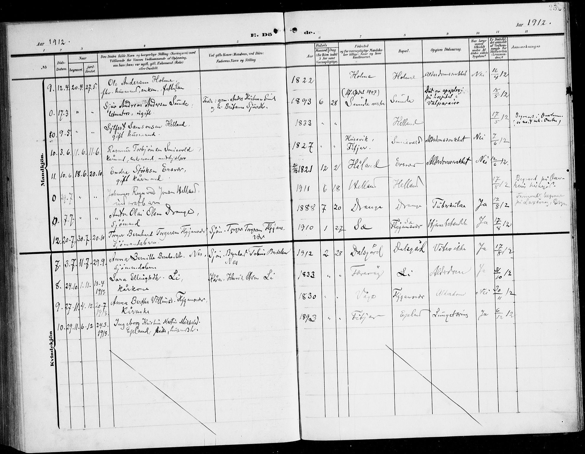 Tysnes sokneprestembete, AV/SAB-A-78601/H/Haa: Parish register (official) no. D 2, 1905-1922, p. 252