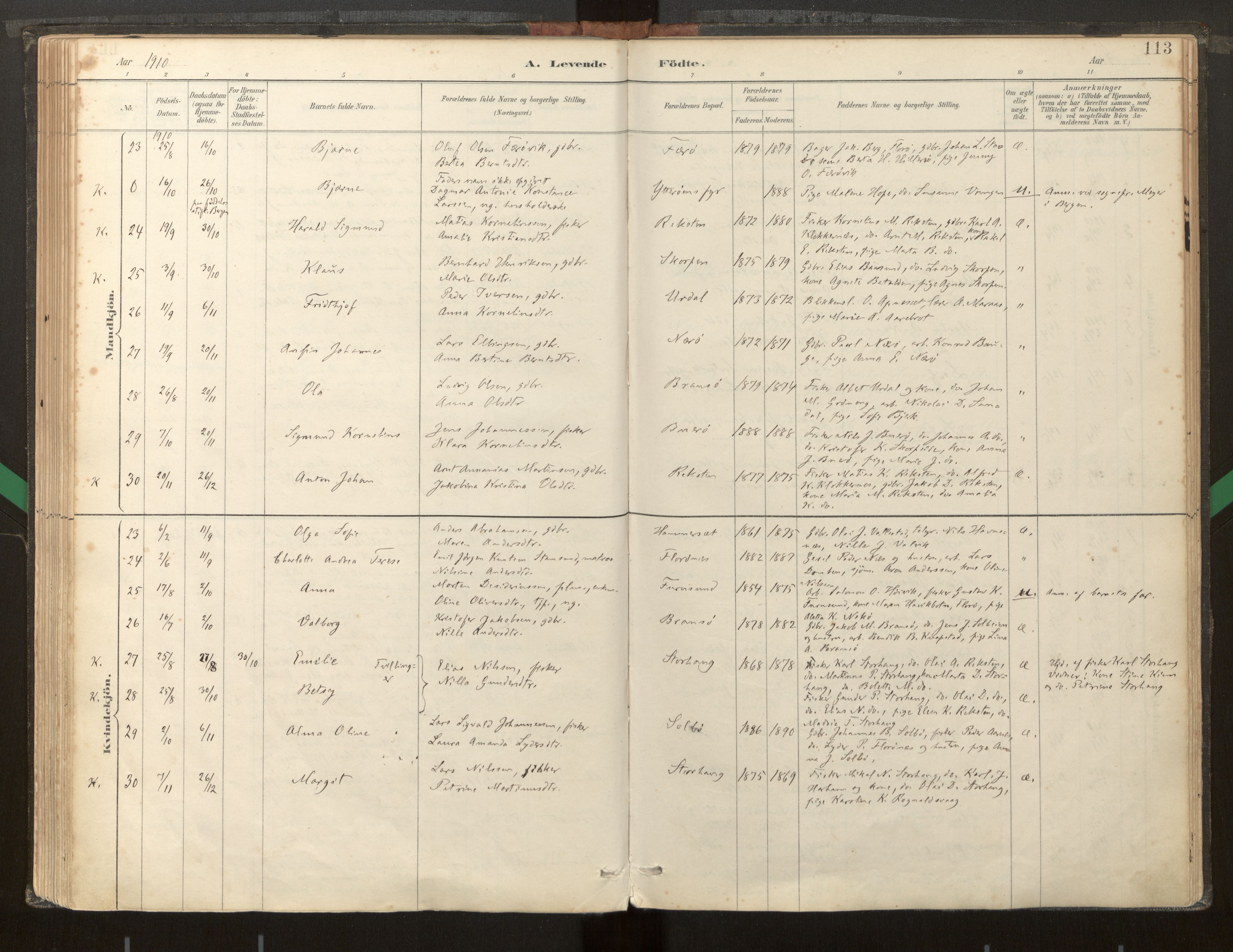 Kinn sokneprestembete, AV/SAB-A-80801/H/Haa/Haab/L0001: Parish register (official) no. B 1, 1886-1921, p. 113