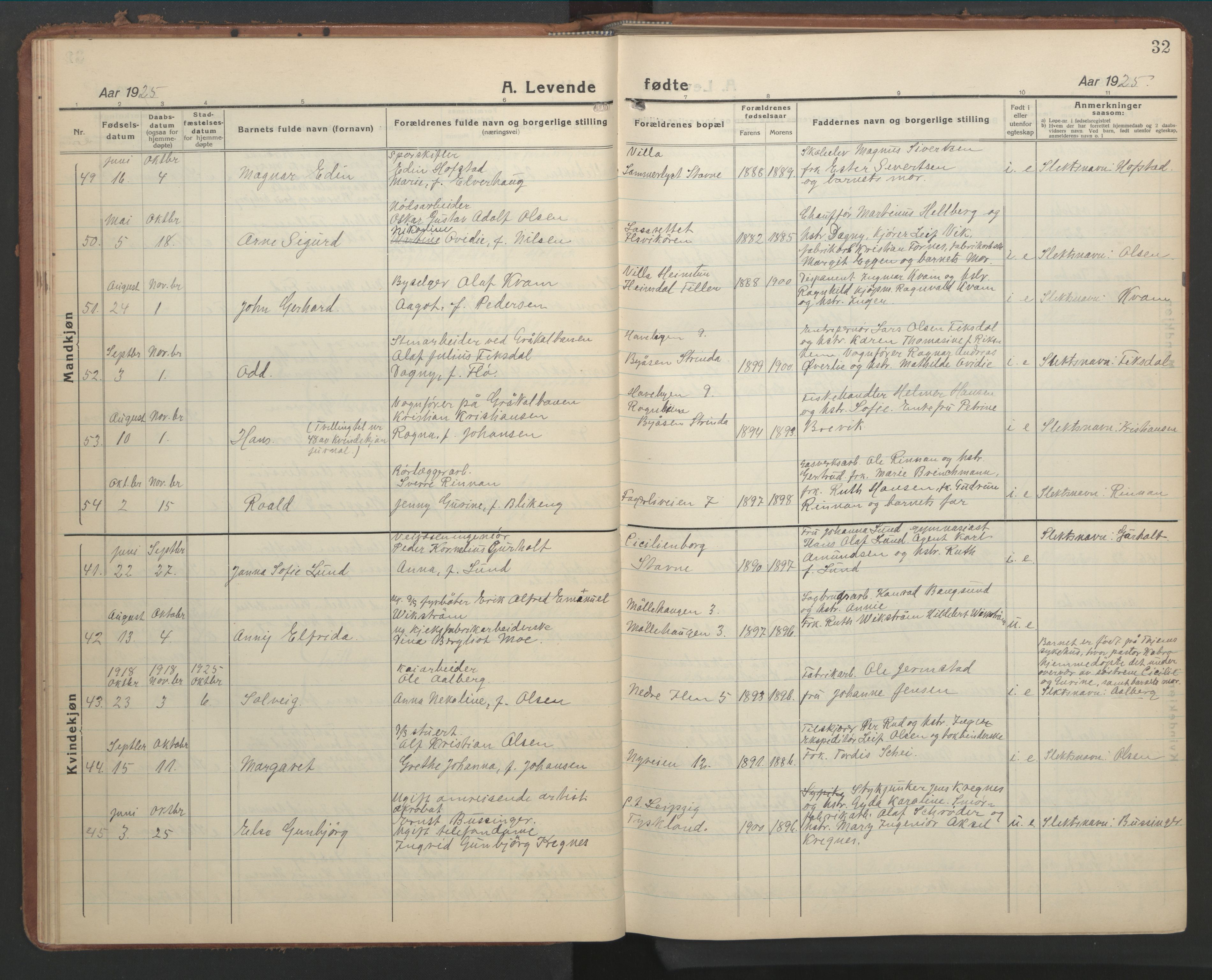 Ministerialprotokoller, klokkerbøker og fødselsregistre - Sør-Trøndelag, SAT/A-1456/603/L0174: Parish register (copy) no. 603C02, 1923-1951, p. 32