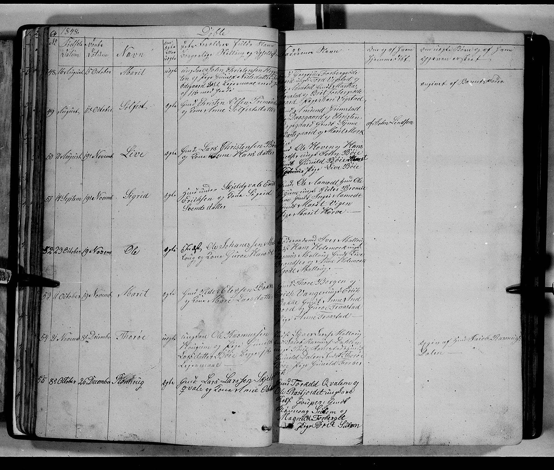 Lom prestekontor, SAH/PREST-070/L/L0004: Parish register (copy) no. 4, 1845-1864, p. 64-65