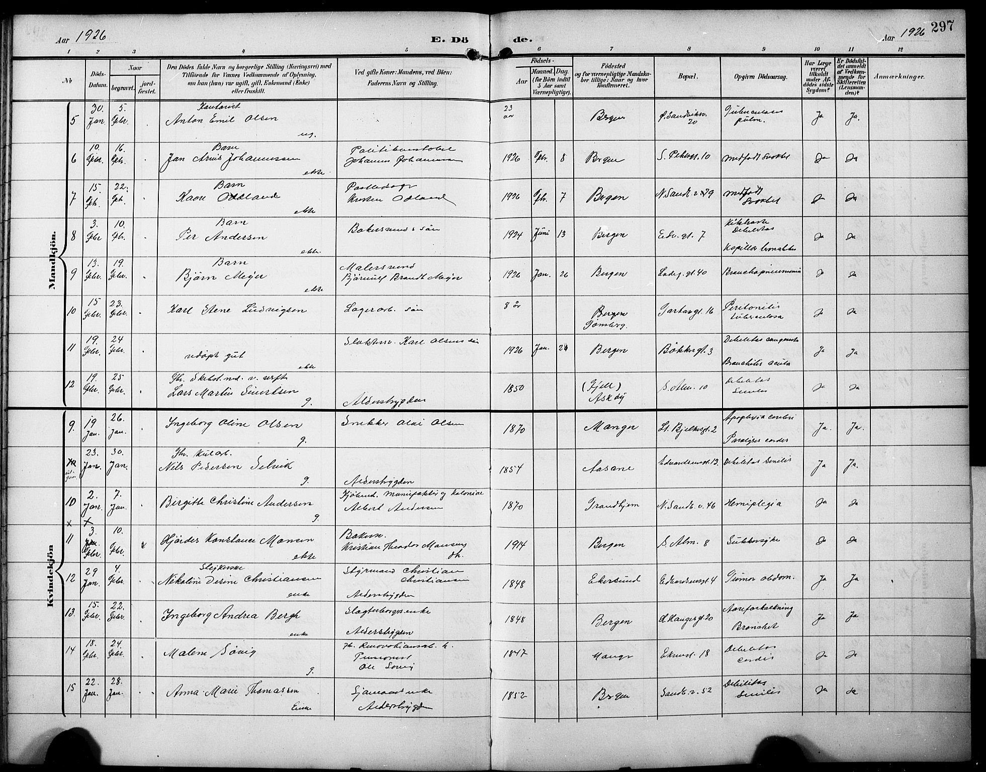 Sandviken Sokneprestembete, AV/SAB-A-77601/H/Hb/L0017: Parish register (copy) no. E 1, 1903-1926, p. 297