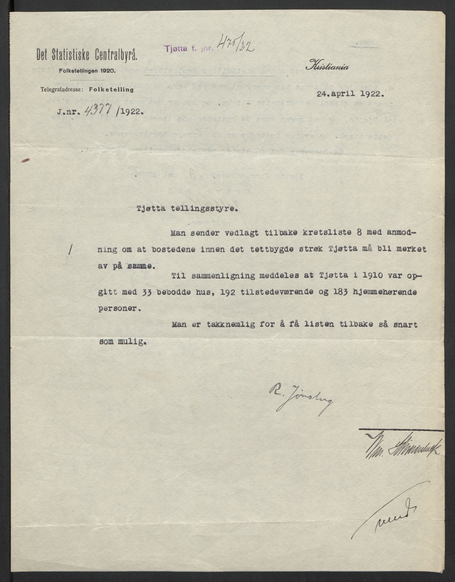 SAT, 1920 census for Tjøtta, 1920, p. 3