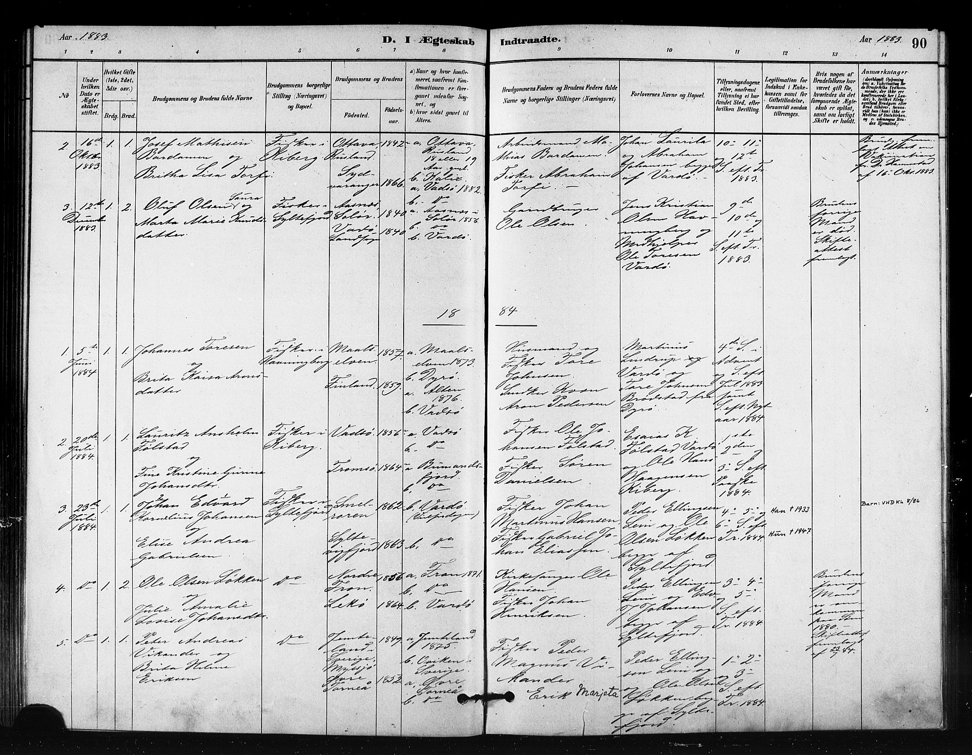 Vardø sokneprestkontor, SATØ/S-1332/H/Ha/L0008kirke: Parish register (official) no. 8, 1879-1887, p. 90