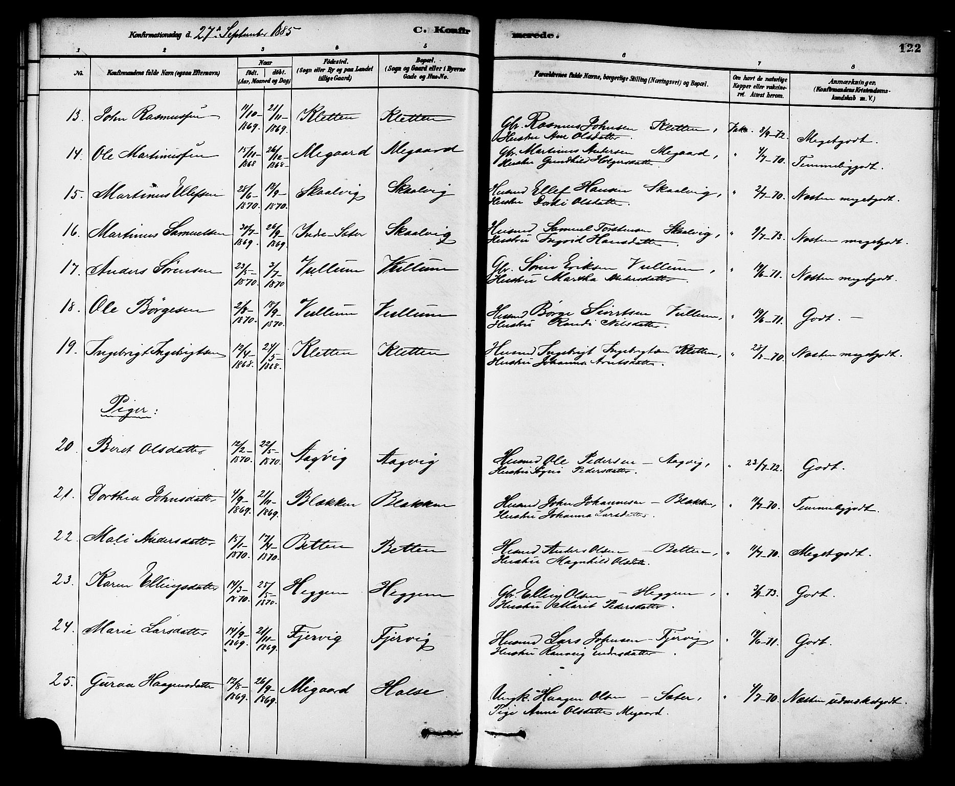 Ministerialprotokoller, klokkerbøker og fødselsregistre - Møre og Romsdal, SAT/A-1454/576/L0885: Parish register (official) no. 576A03, 1880-1898, p. 122