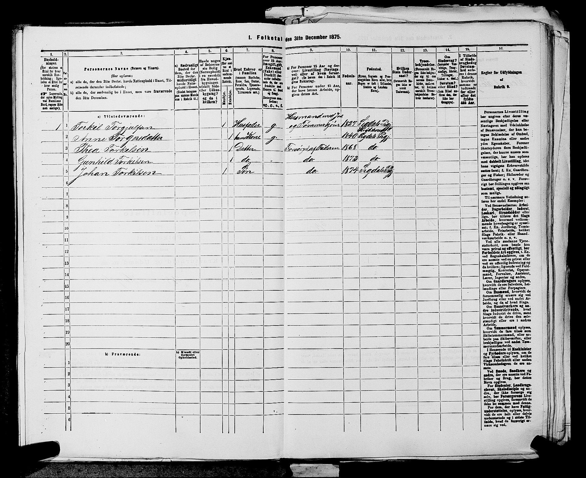 SAKO, 1875 census for 0621P Sigdal, 1875, p. 1189