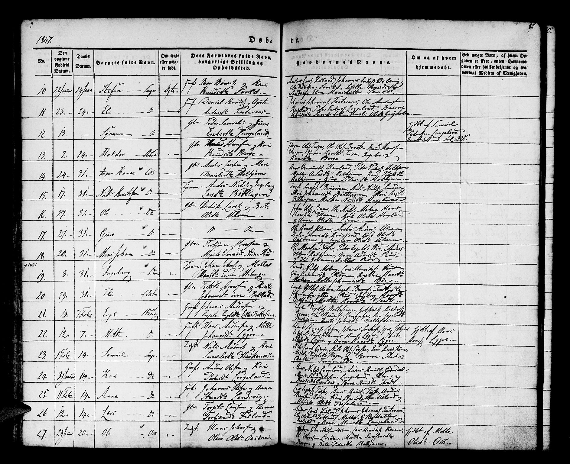 Os sokneprestembete, SAB/A-99929: Parish register (official) no. A 15, 1839-1851, p. 88