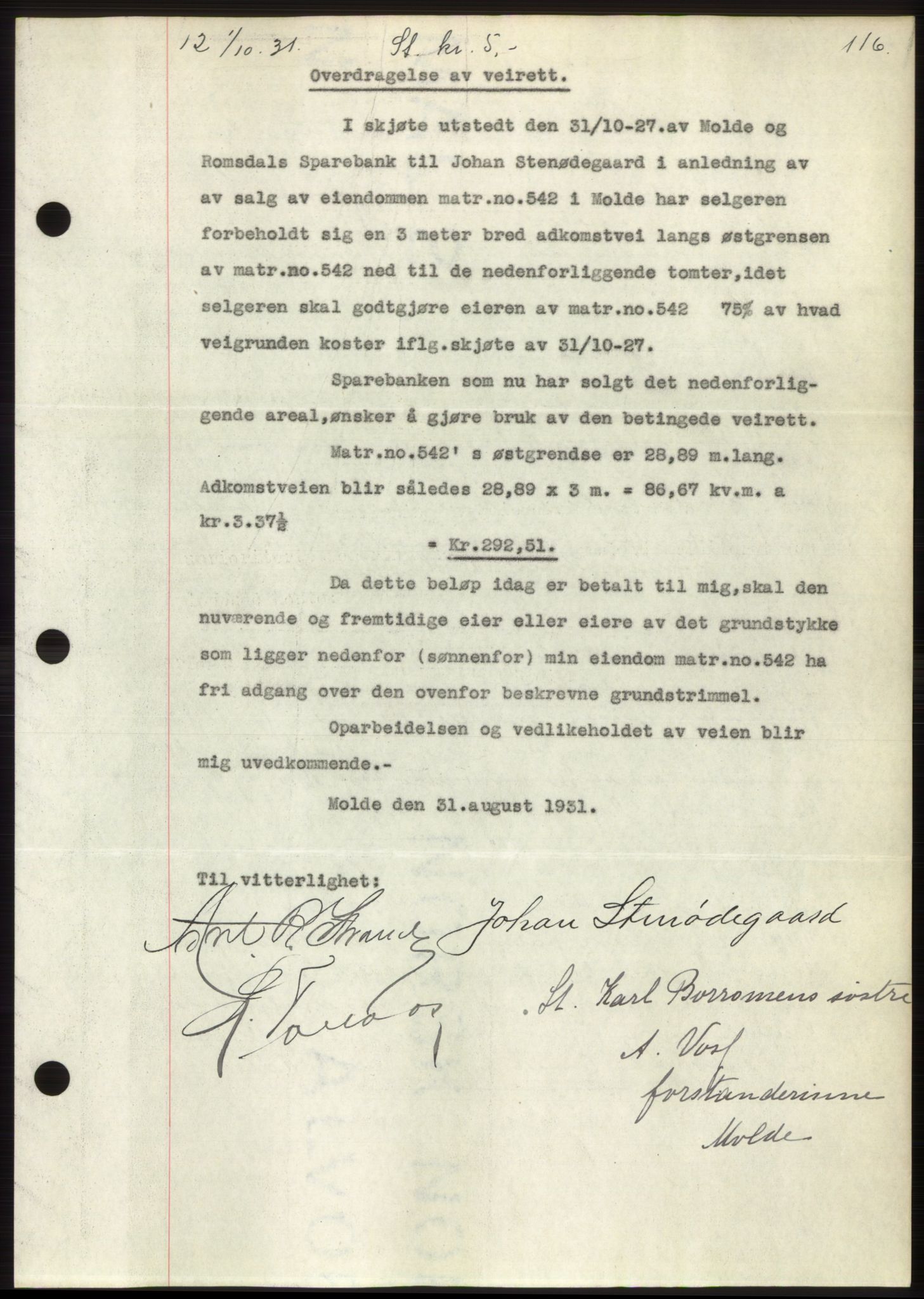 Romsdal sorenskriveri, AV/SAT-A-4149/1/2/2C/L0060: Mortgage book no. 54, 1931-1932, Deed date: 01.10.1931