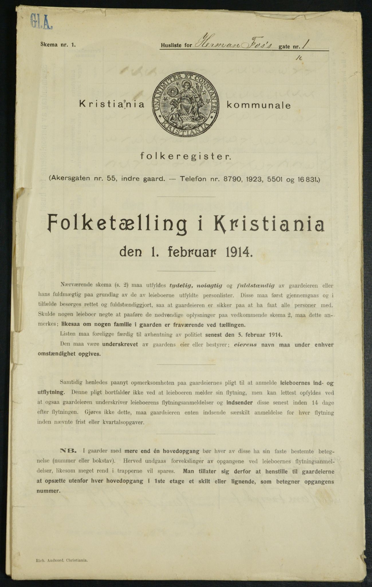OBA, Municipal Census 1914 for Kristiania, 1914, p. 38591