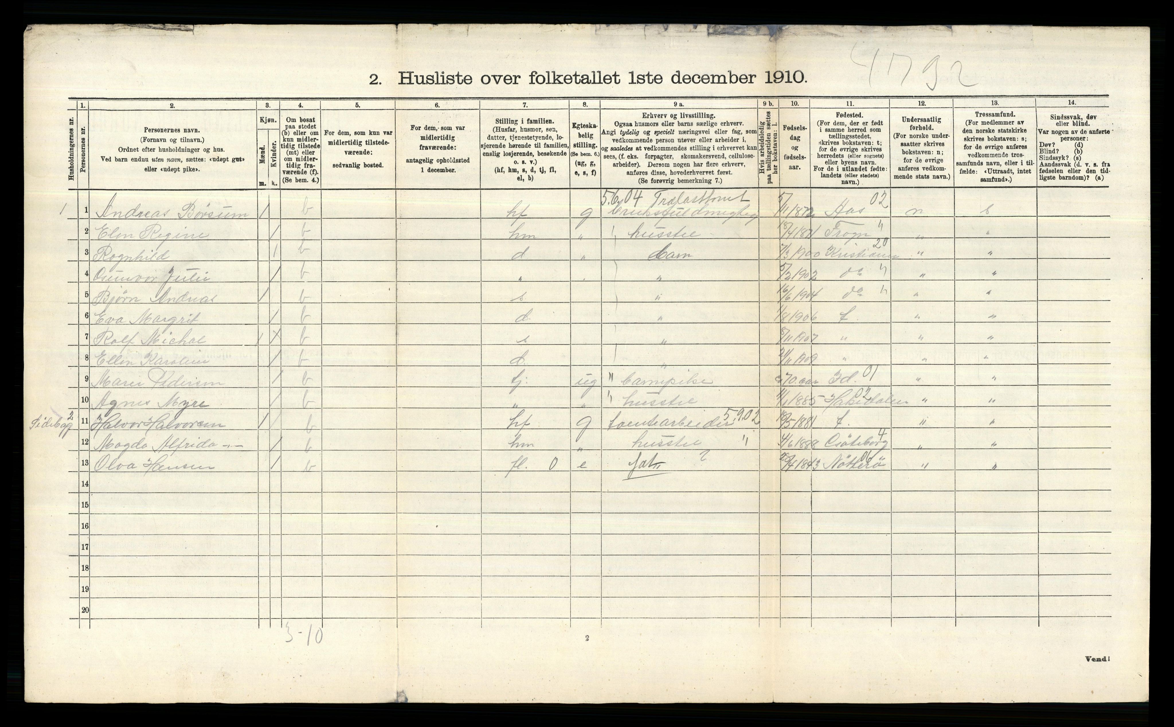 RA, 1910 census for Aker, 1910, p. 802