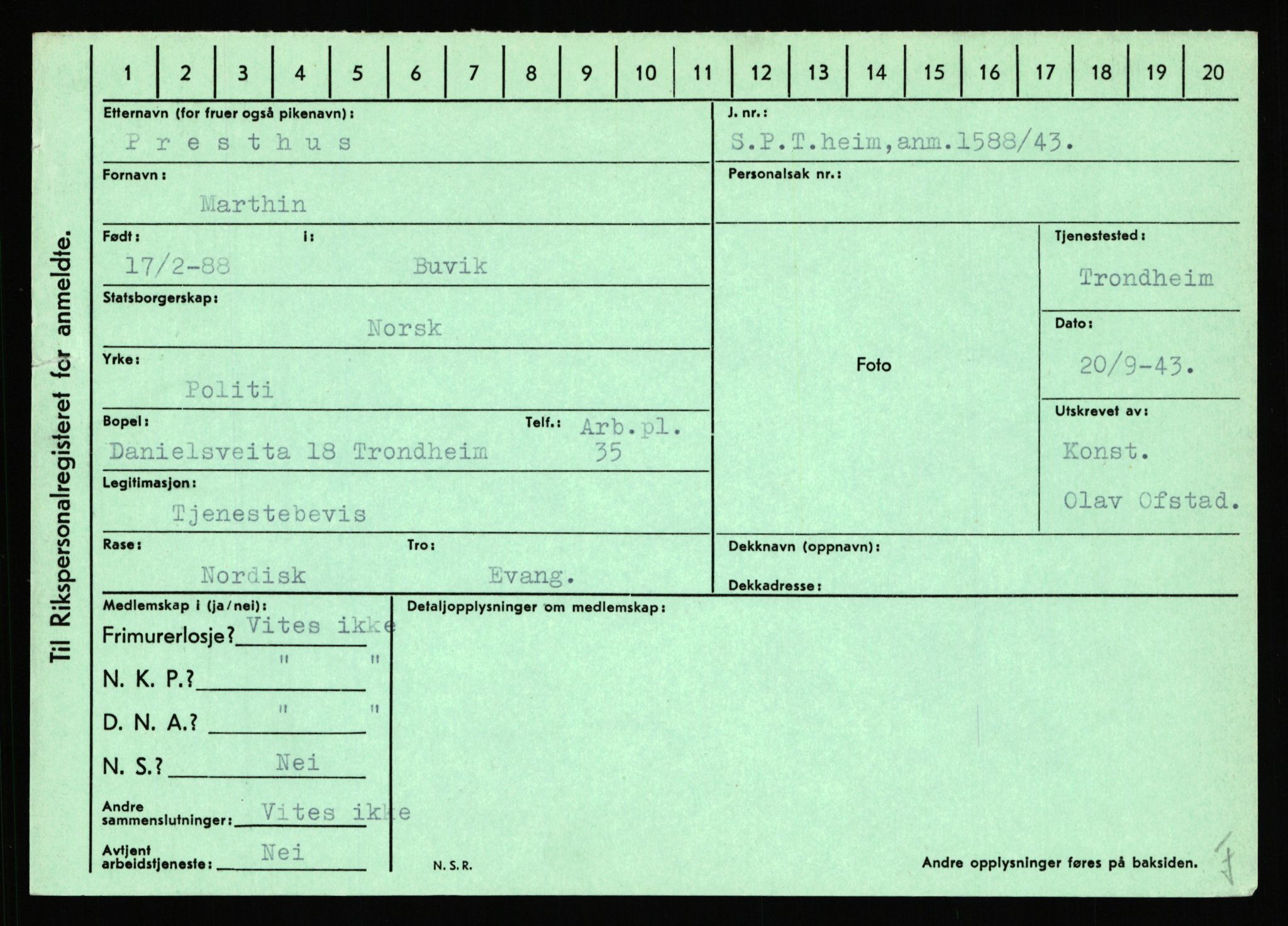 Statspolitiet - Hovedkontoret / Osloavdelingen, AV/RA-S-1329/C/Ca/L0012: Oanæs - Quistgaard	, 1943-1945, p. 4803