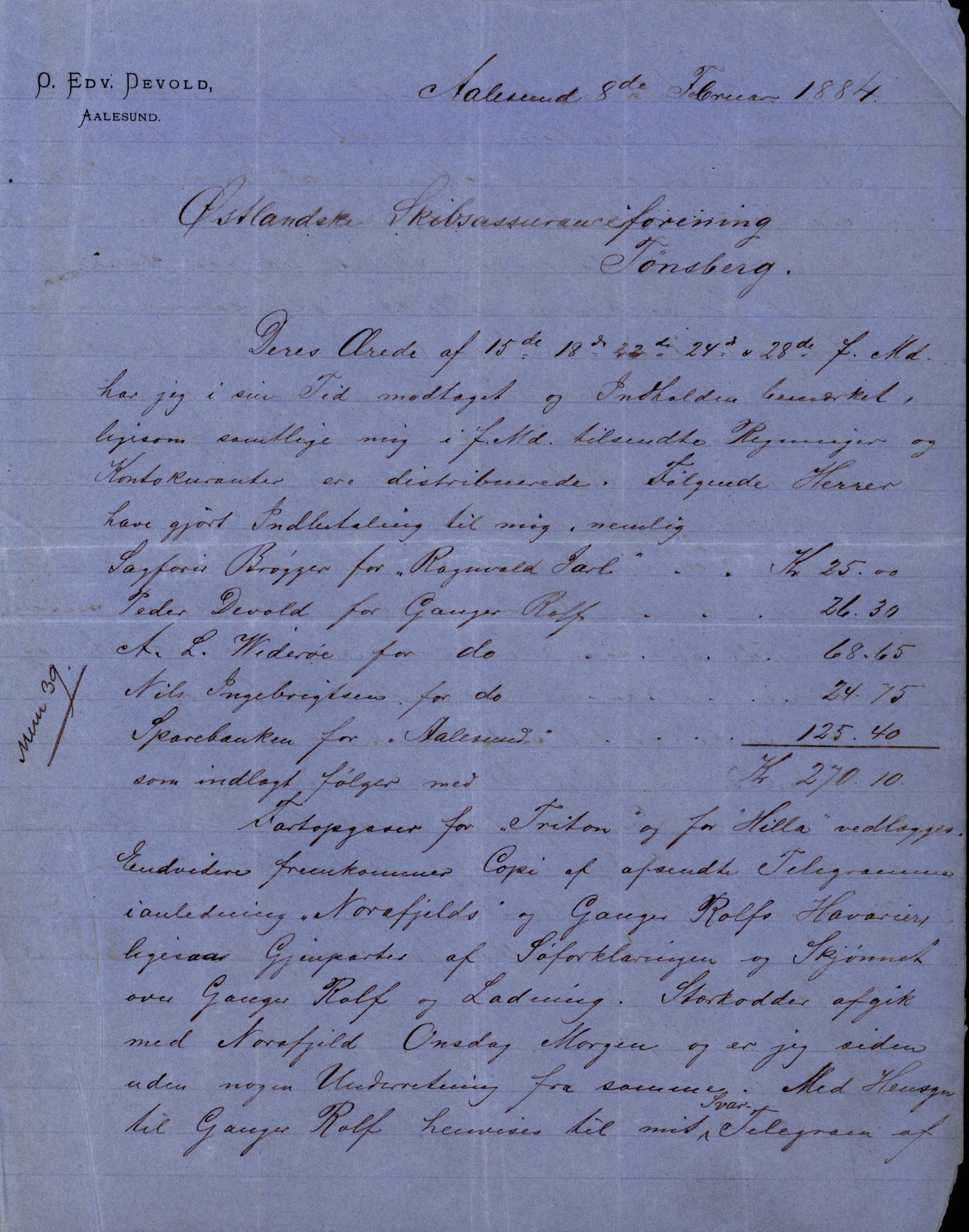 Pa 63 - Østlandske skibsassuranceforening, VEMU/A-1079/G/Ga/L0017/0011: Havaridokumenter / Andover, Amicitia, Bratsberg, Ganger Rolf, 1884, p. 54