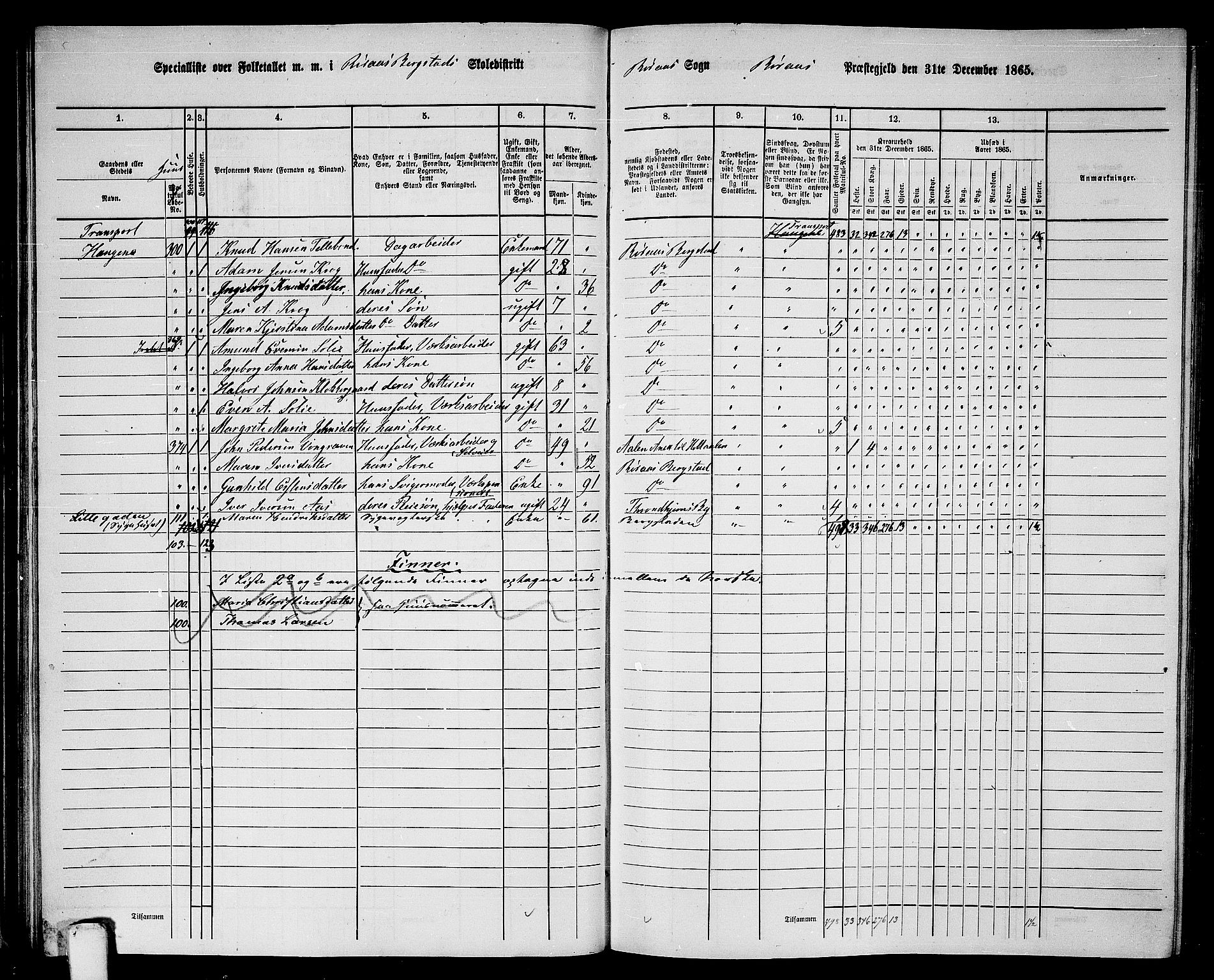 RA, 1865 census for Røros, 1865, p. 51