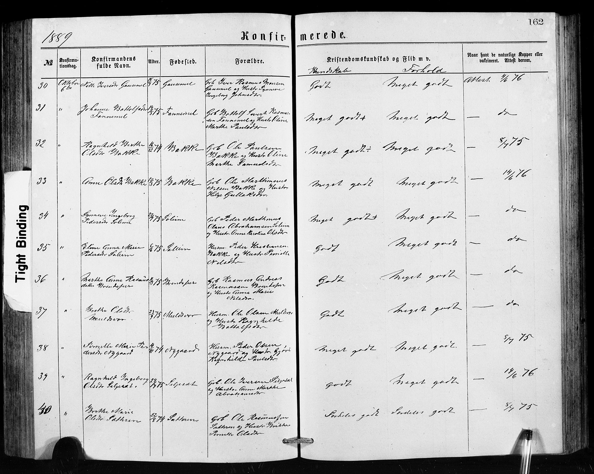Hornindal sokneprestembete, SAB/A-82401/H/Hab: Parish register (copy) no. A 1, 1876-1894, p. 162