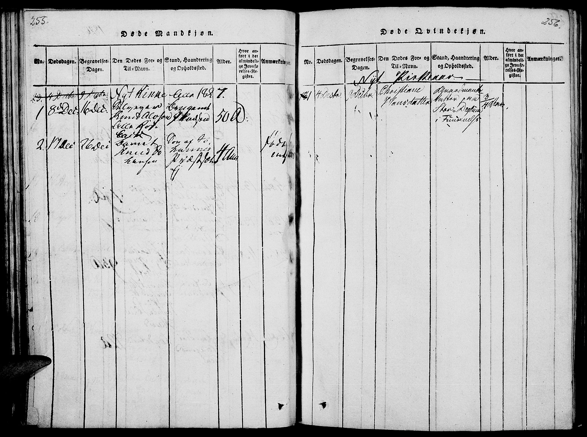 Vang prestekontor, Hedmark, AV/SAH-PREST-008/H/Ha/Haa/L0008: Parish register (official) no. 8, 1815-1826, p. 255-256