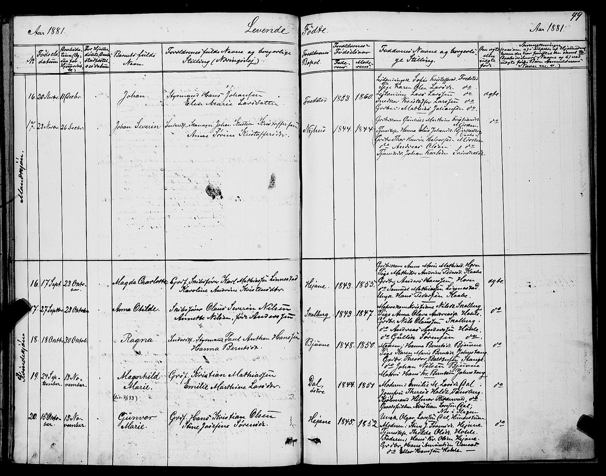 Ramnes kirkebøker, AV/SAKO-A-314/G/Ga/L0003: Parish register (copy) no. I 3, 1870-1896, p. 49