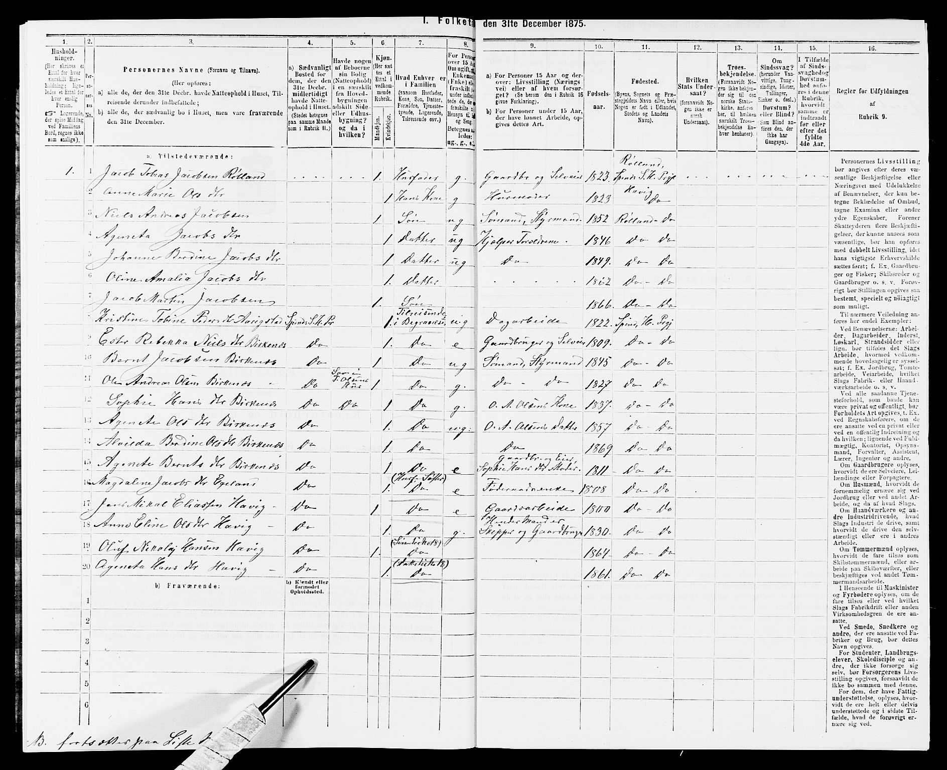 SAK, 1875 census for 1039P Herad, 1875, p. 715