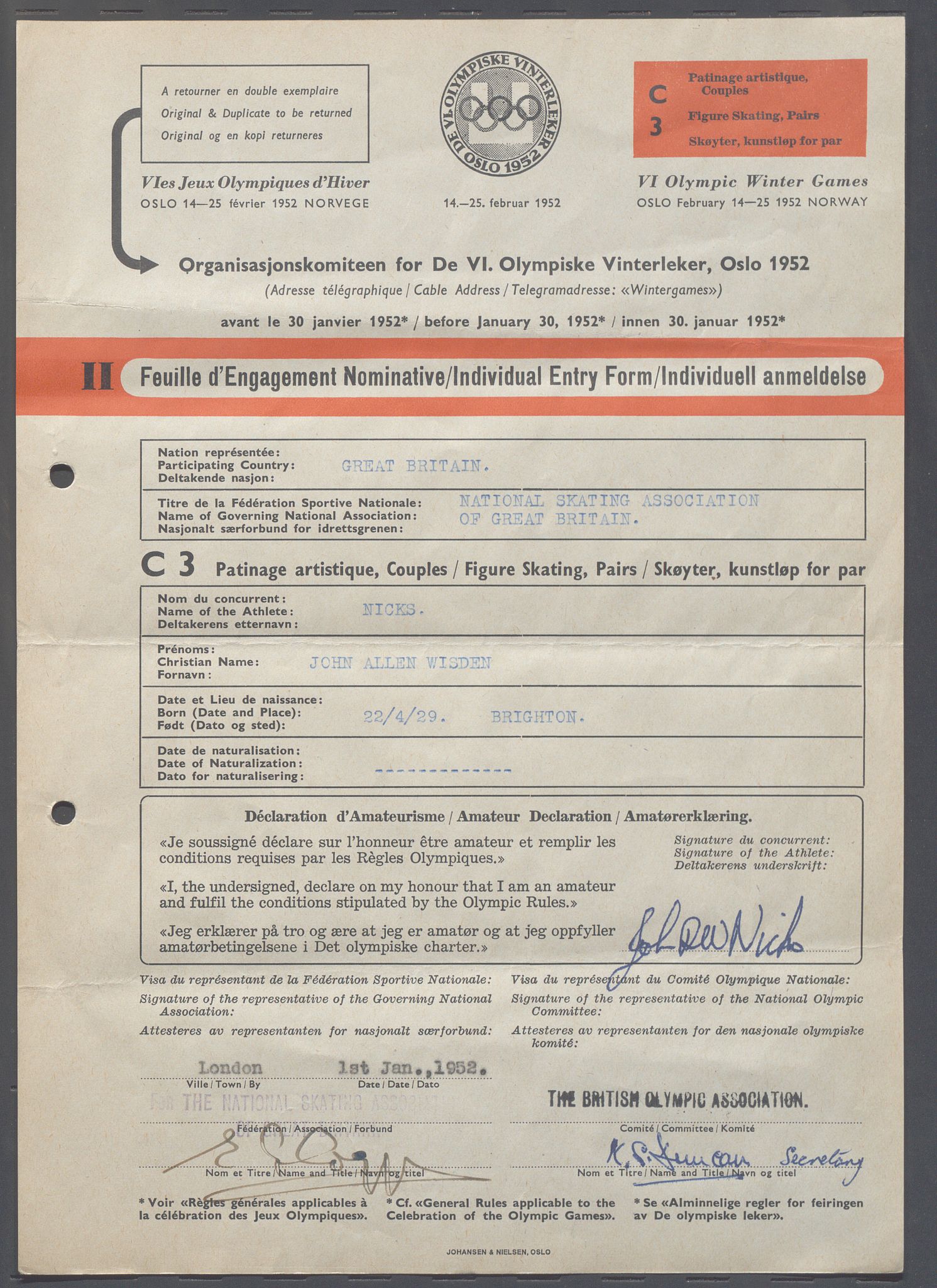 Organisasjonskomiteen for de VI. olympiske vinterleker, OBA/A-20130/H/Ha, 1951-1952, p. 1352