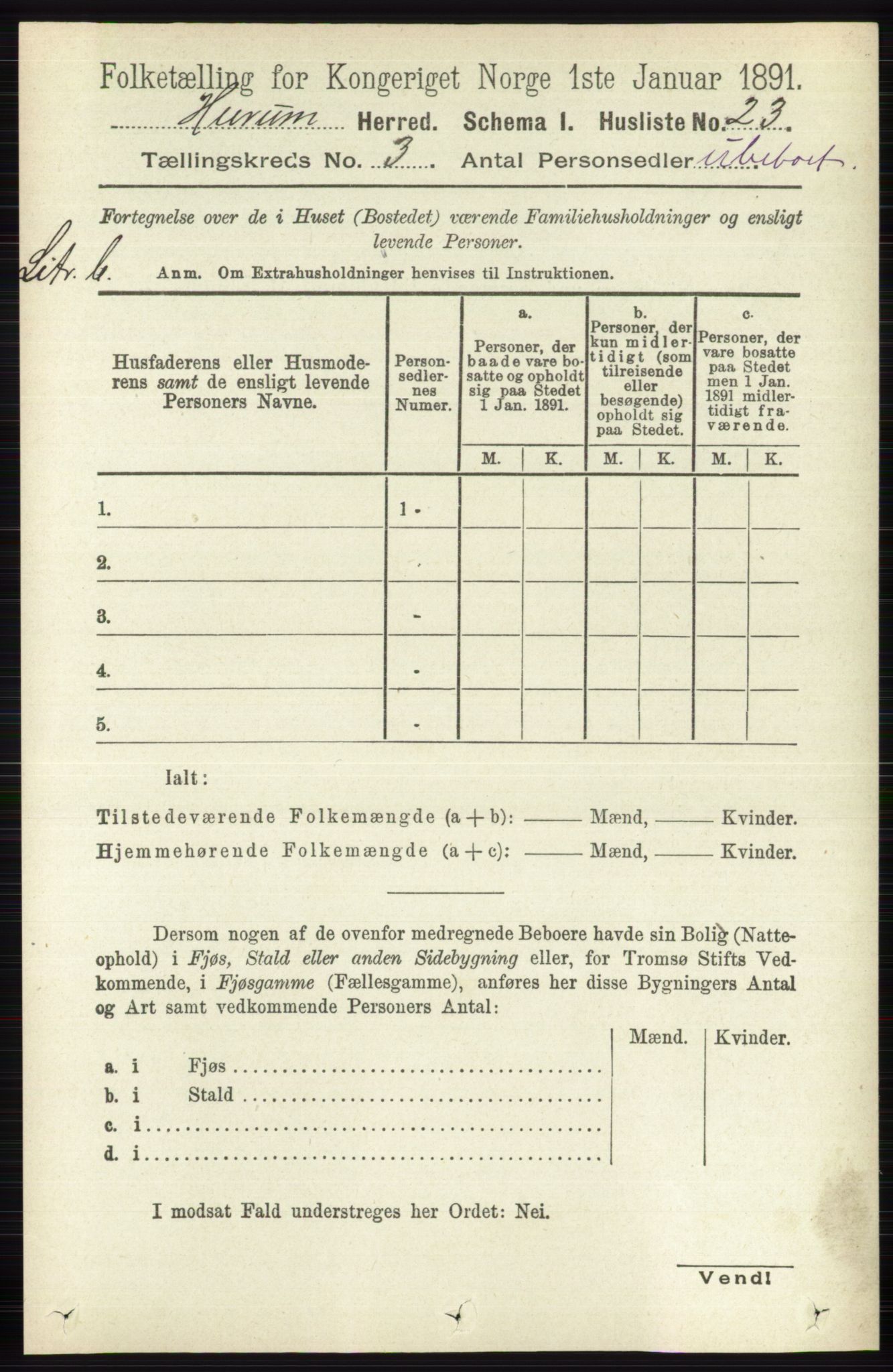 RA, 1891 census for 0628 Hurum, 1891, p. 942